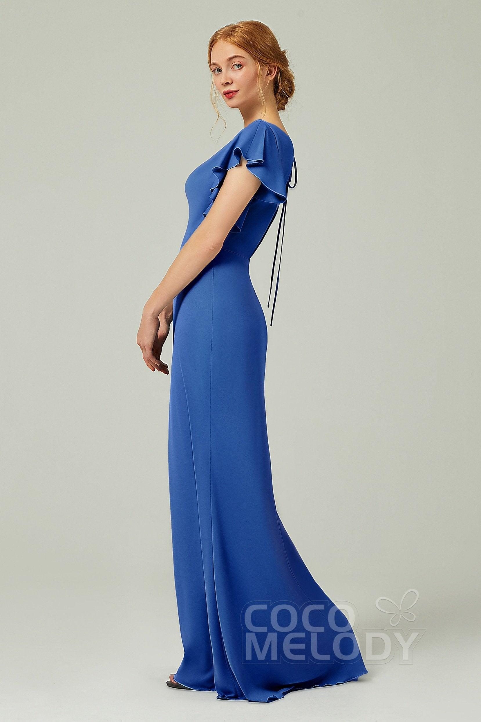 Sheath-Column Floor Length Chiffon Bridesmaid Dress Formal Dresses CB0357 - COCOMELODY