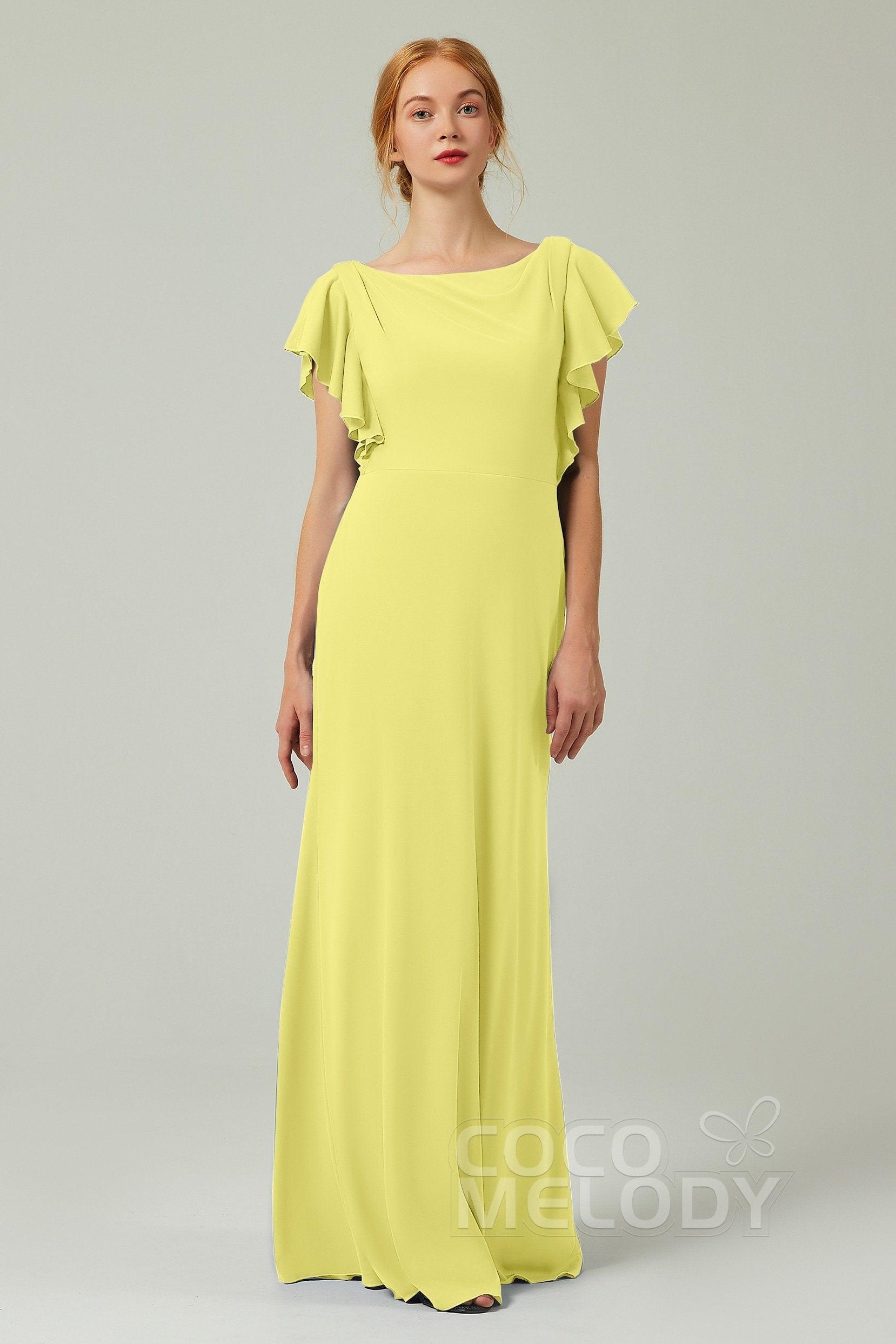 Sheath-Column Floor Length Chiffon Bridesmaid Dress Formal Dresses CB0357 - COCOMELODY