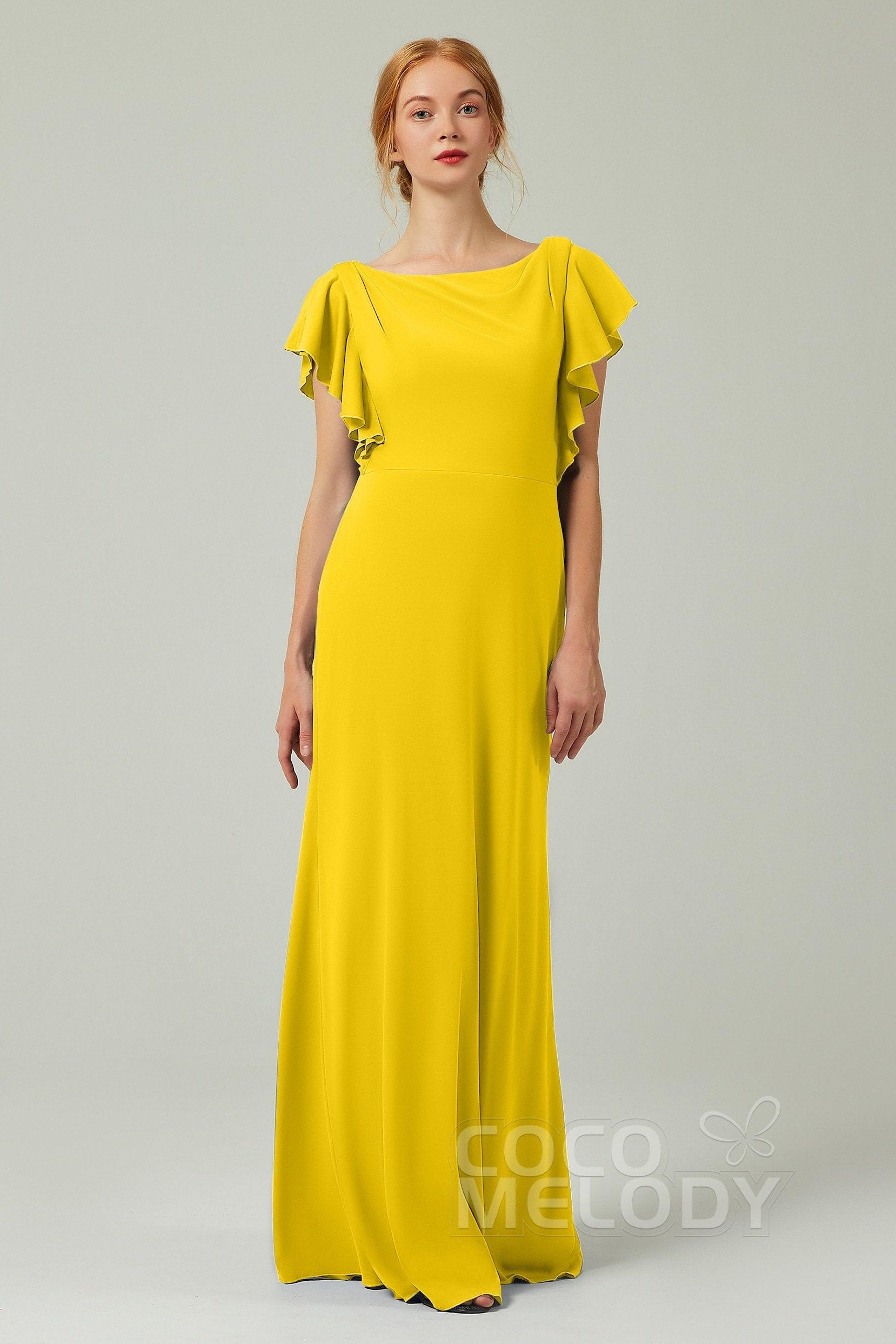 Sheath-Column Floor Length Chiffon Bridesmaid Dress Formal Dresses CB0357 - COCOMELODY