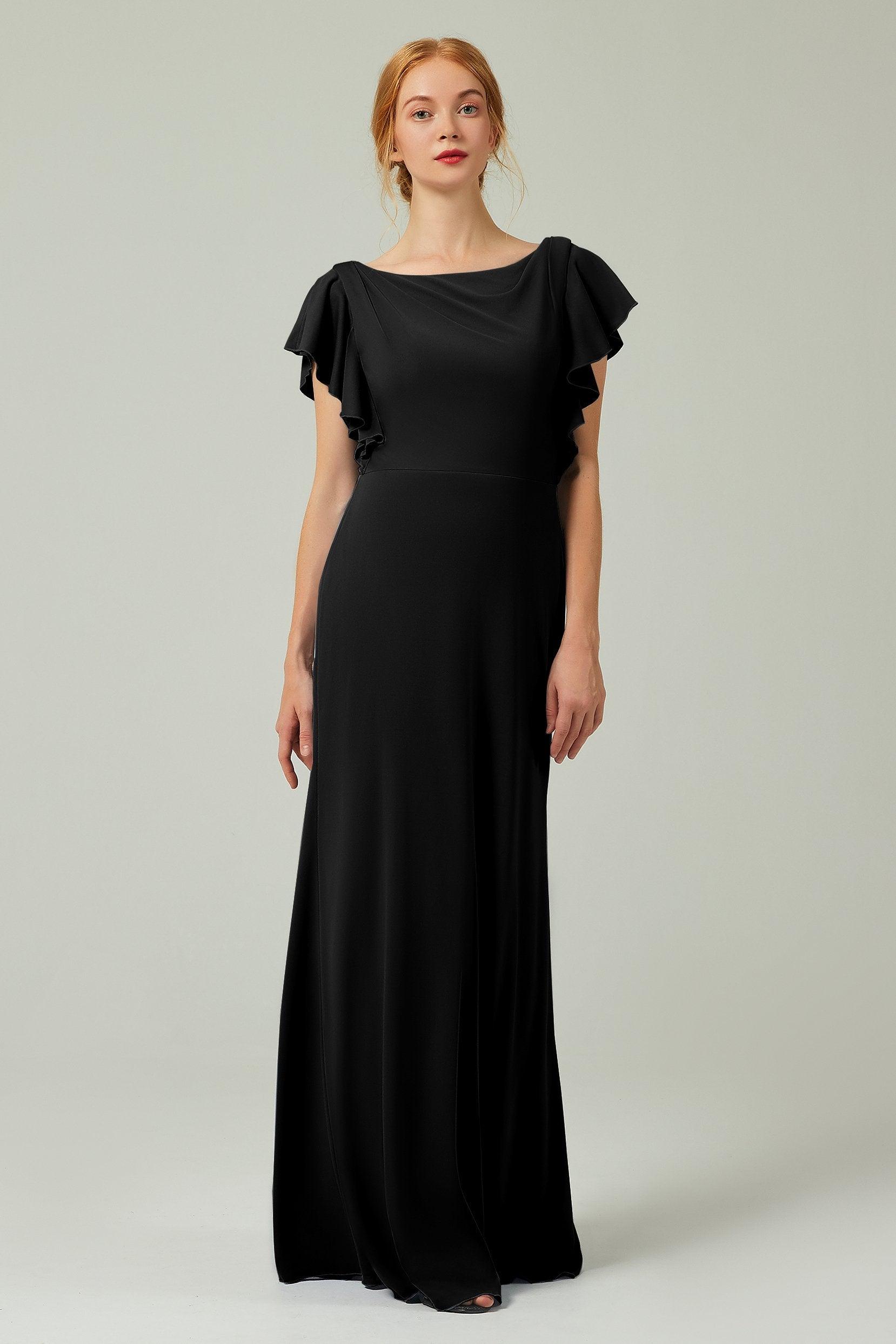 Sheath-Column Floor Length Chiffon Bridesmaid Dress Formal Dresses CB0357 - COCOMELODY