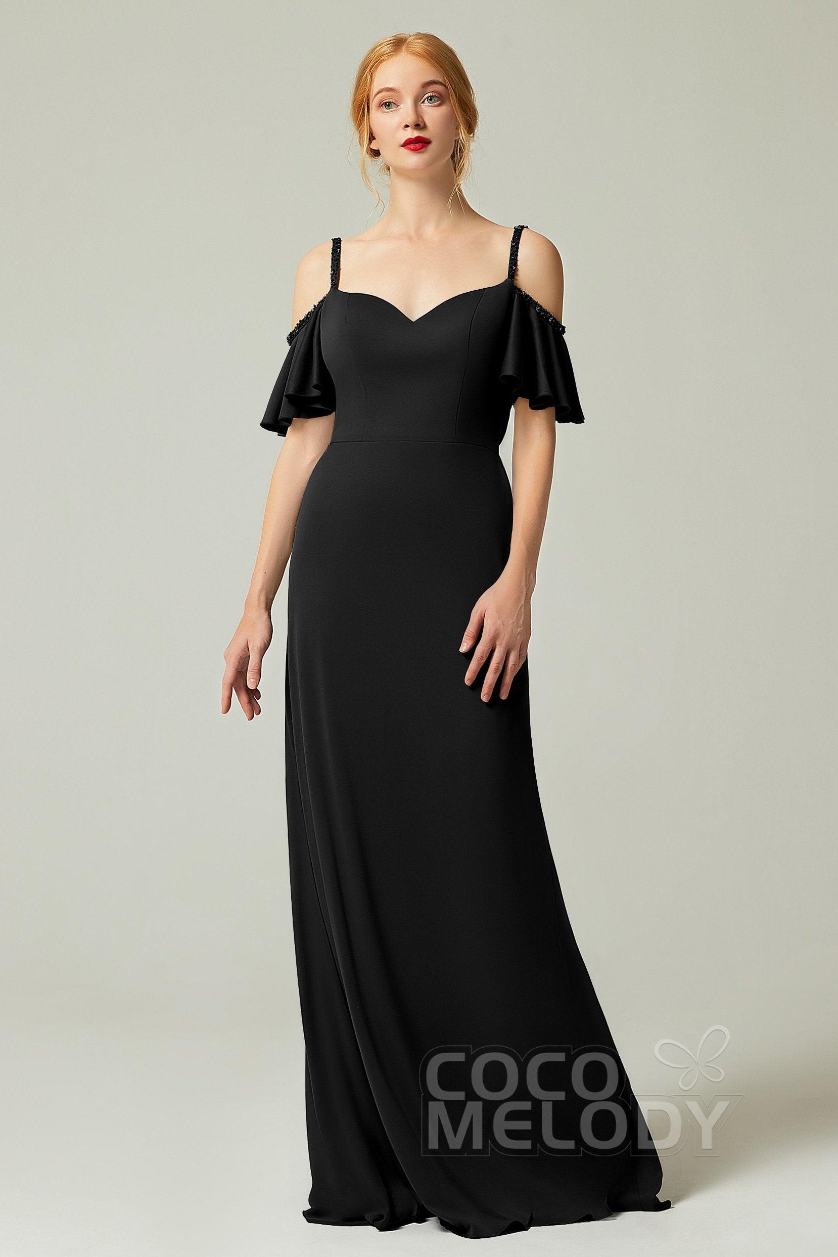 Sheath-Column Sweep Train Chiffon Bridesmaid Dress Formal Dresses CB0359 - COCOMELODY