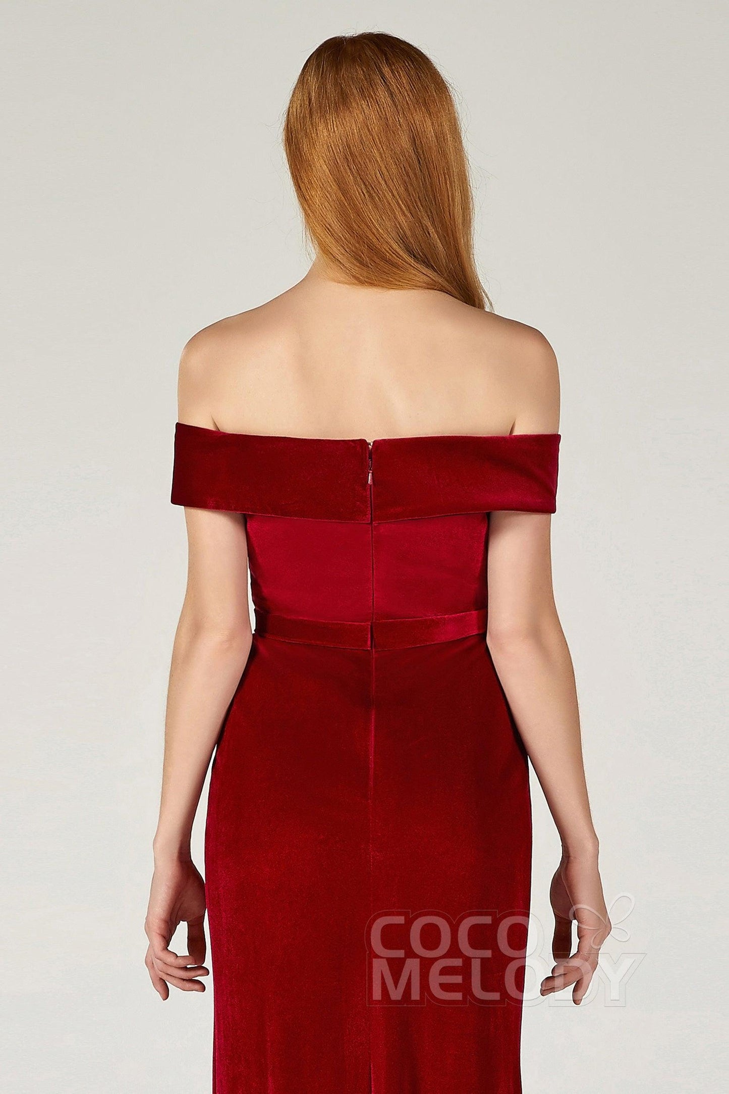 Sheath-Column Ankle Length Velvet Bridesmaid Dress CB0365 - COCOMELODY