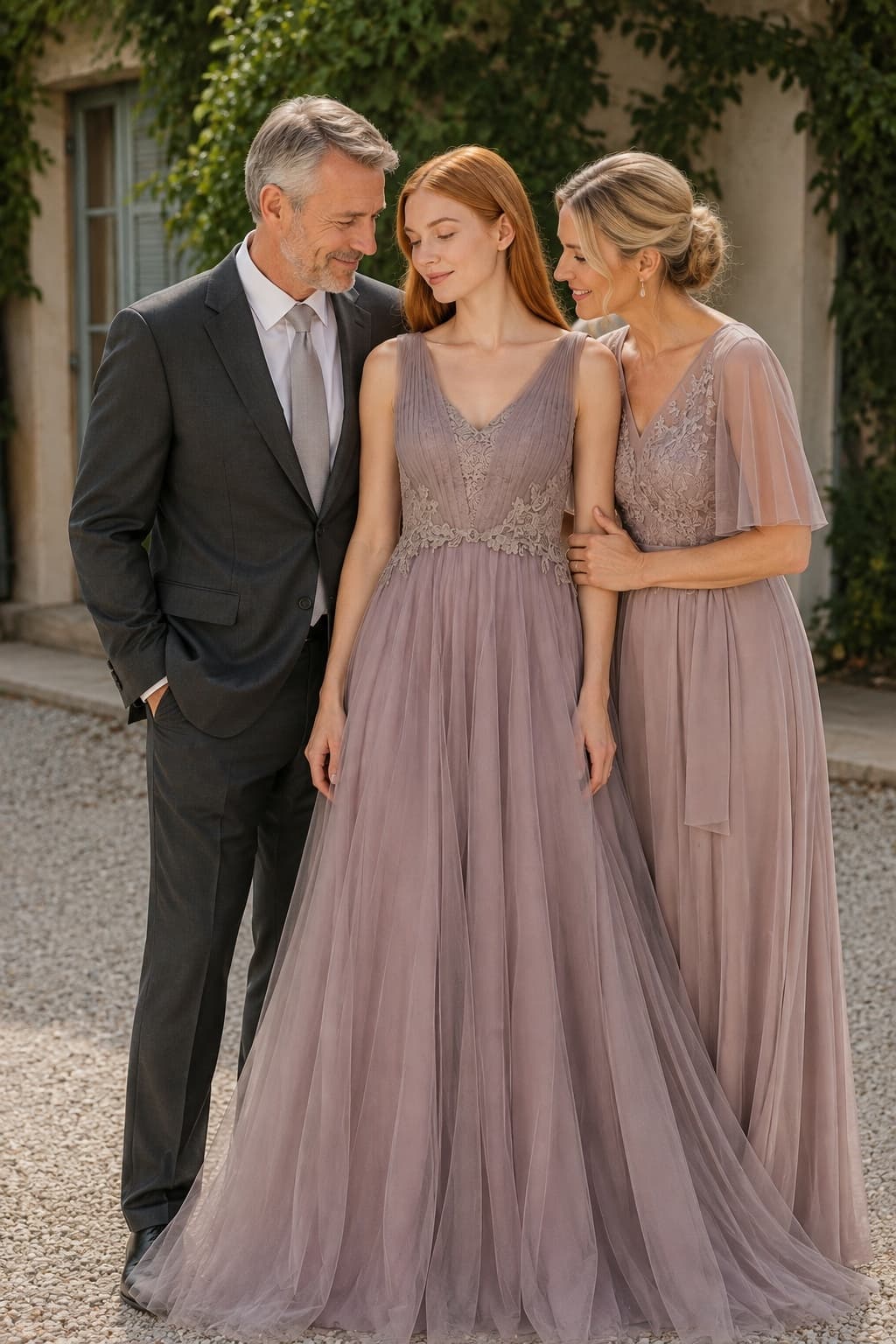 A-Line Floor Length Tulle/Lace Bridesmaid Dress CB0381 - Purple Dusk - COCOMELODY
