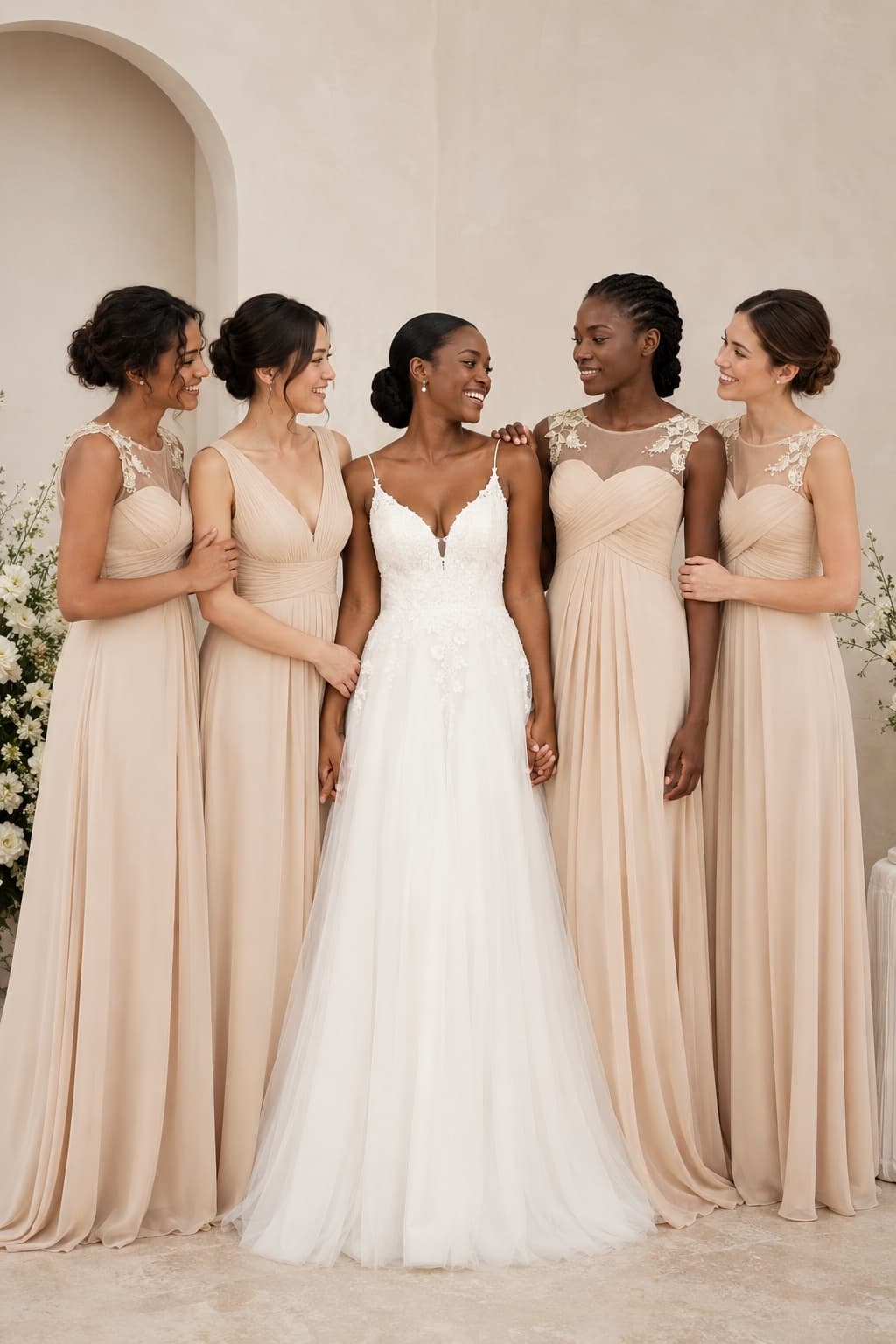 A-Line Floor Length Chiffon Bridesmaid Dress CB0397 - Dark Champagne - COCOMELODY