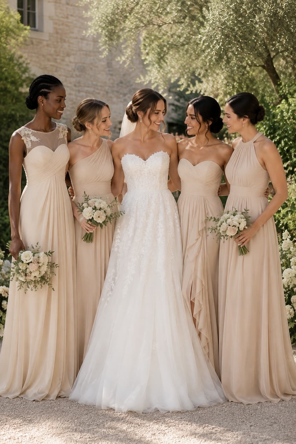 A-Line Floor Length Chiffon Bridesmaid Dress CB0397 - Dark Champagne - COCOMELODY