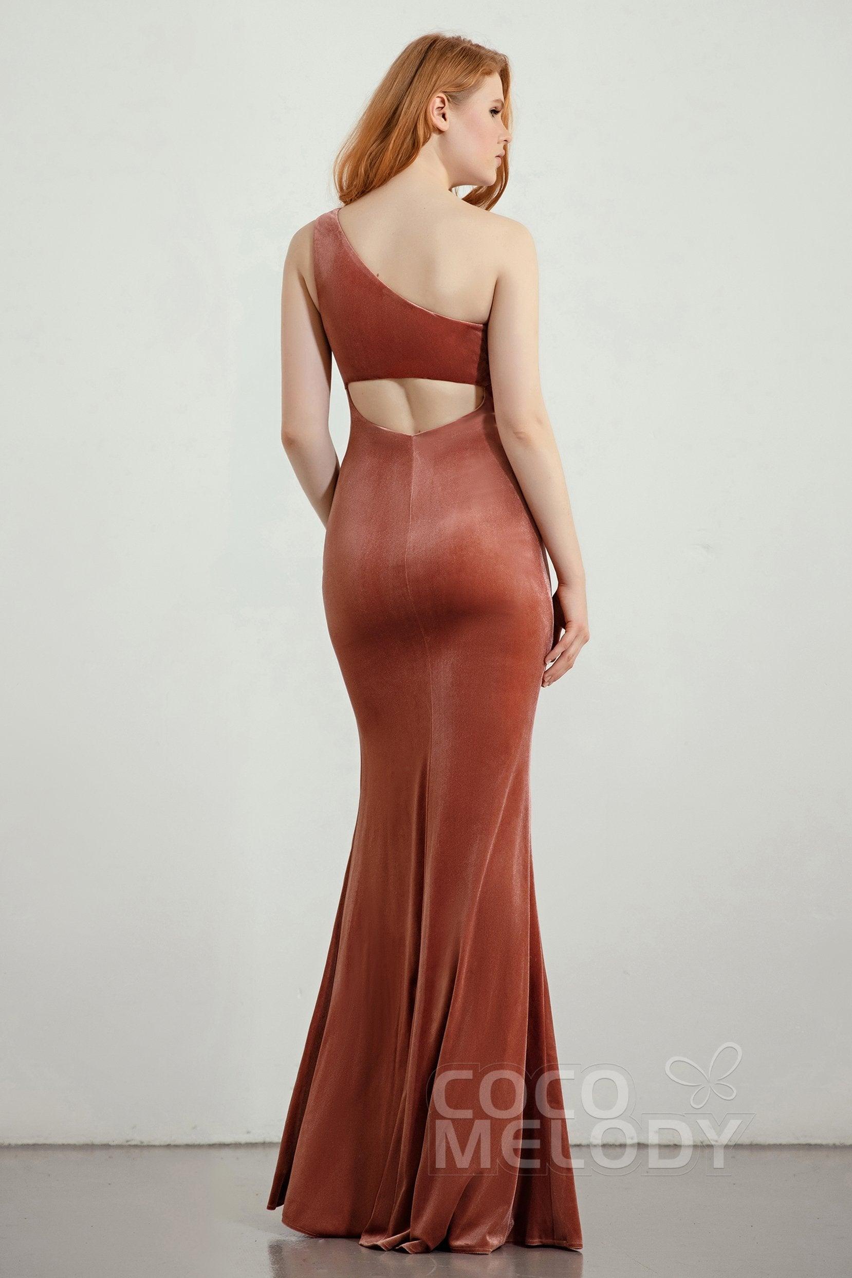 Trumpet-Mermaid Floor Length Velvet Bridesmaid Dress Formal Dresses CB0429 - COCOMELODY