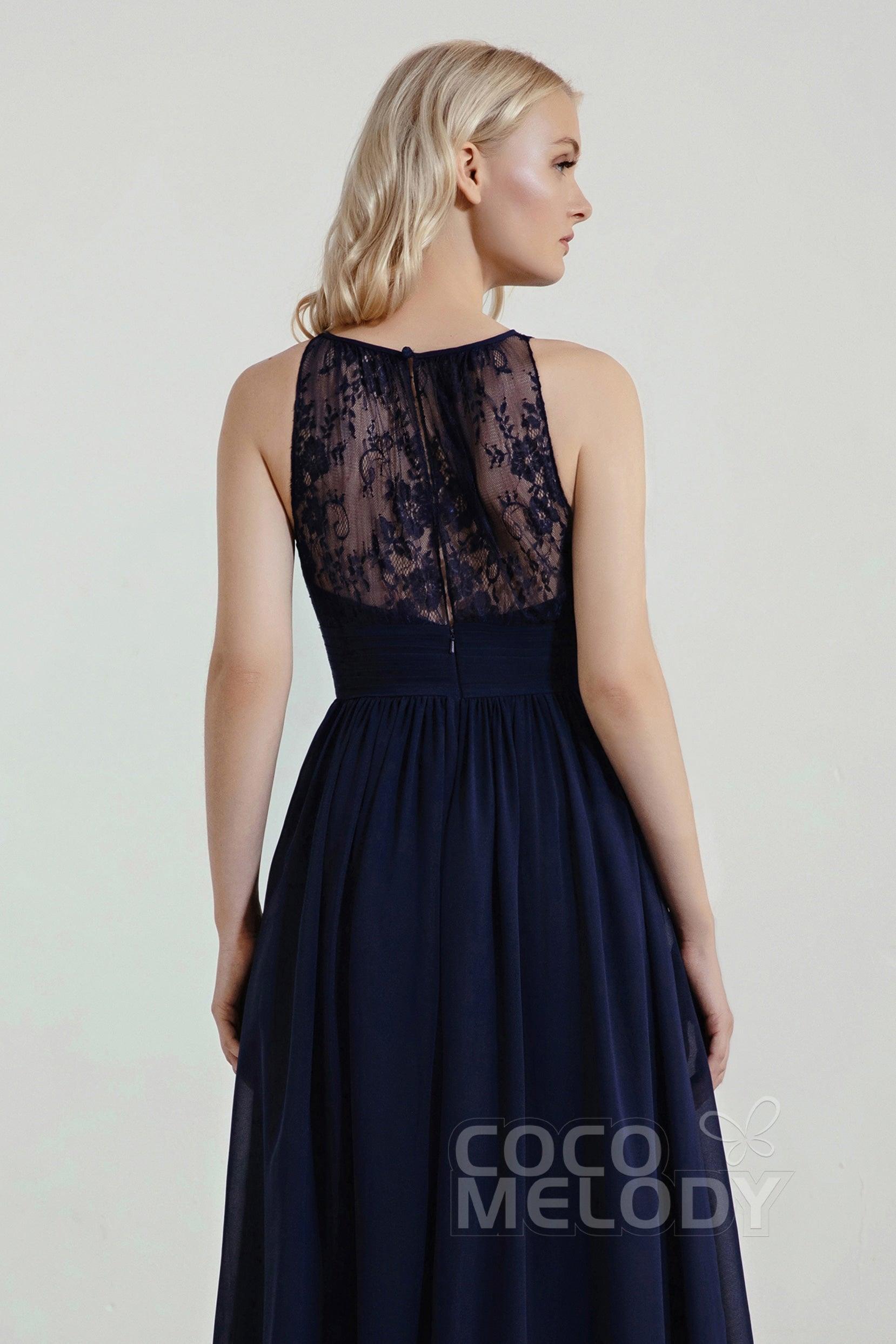 A-Line Floor Length Chiffon/Lace Bridesmaid Dress Formal Dresses CB0440 - COCOMELODY