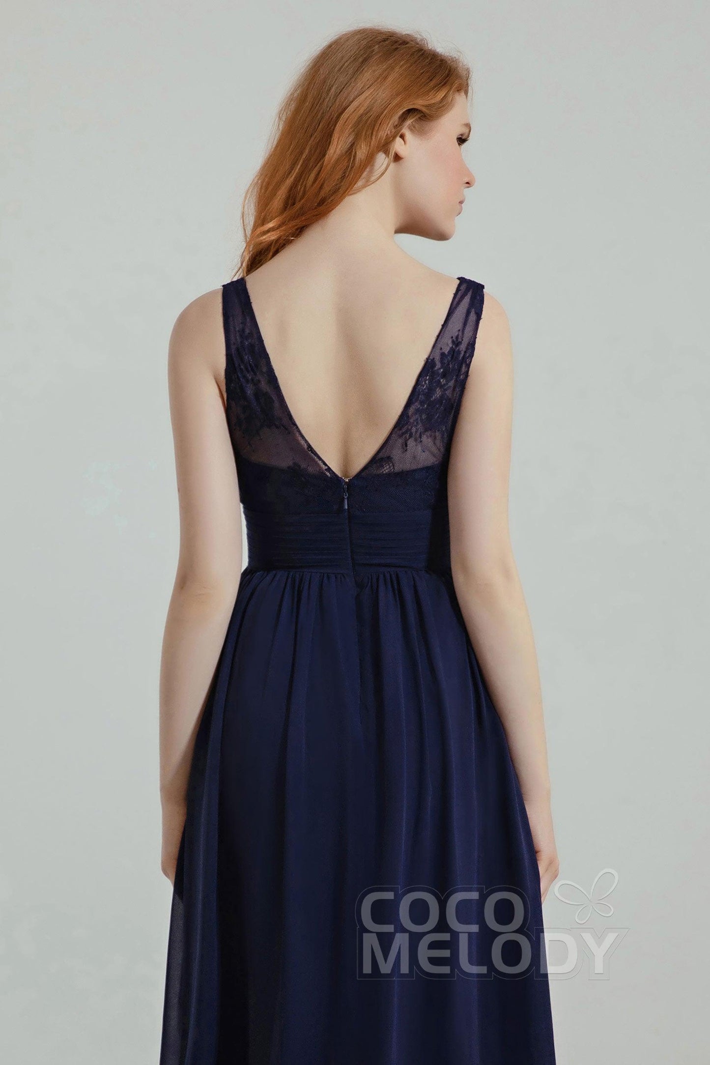 A-Line Floor Length Chiffon/Lace Bridesmaid Dress Formal Dresses CB0441 - COCOMELODY