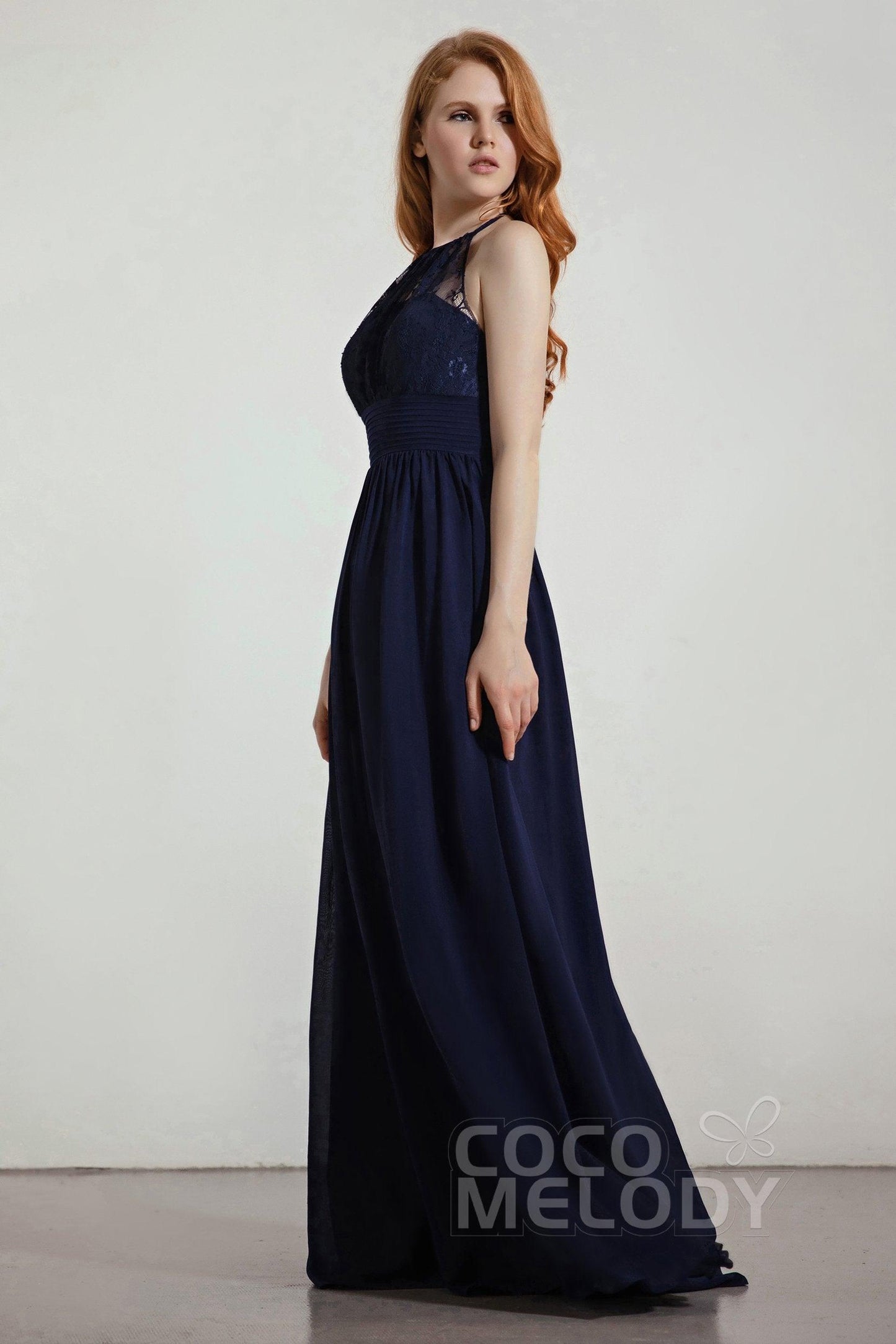 A-Line Floor Length Chiffon/Lace Bridesmaid Dress Formal Dresses CB0442 - COCOMELODY