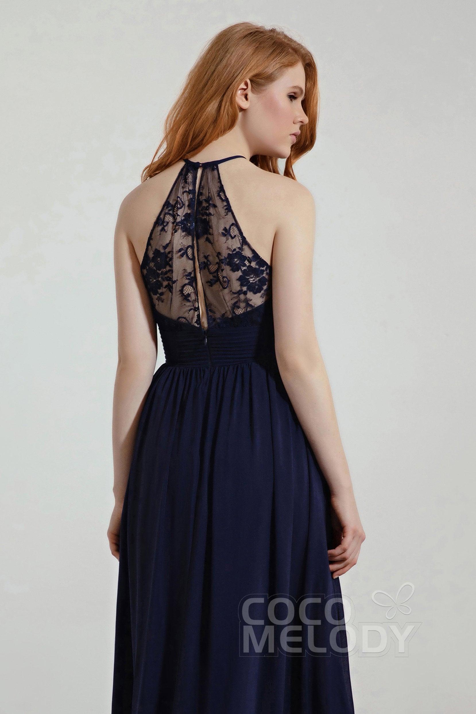 A-Line Floor Length Chiffon/Lace Bridesmaid Dress Formal Dresses CB0442 - COCOMELODY