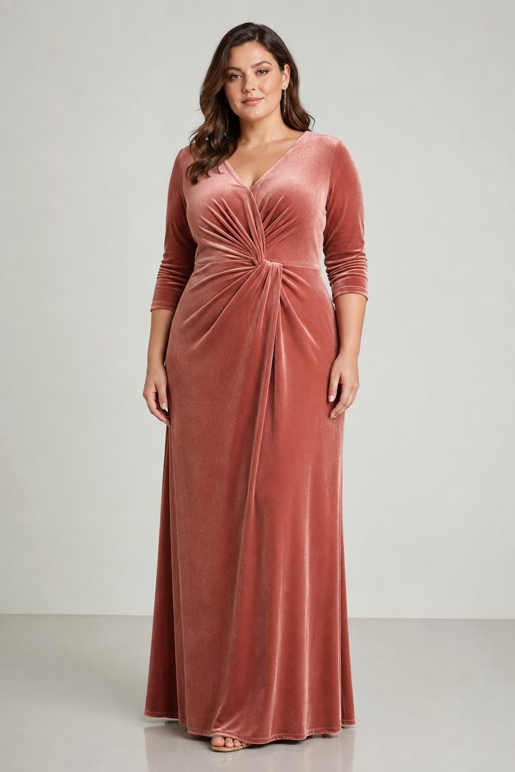 Sheath-Column Floor Length Velvet Bridesmaid Dress Formal Dresses CB0443 - Rose - COCOMELODY