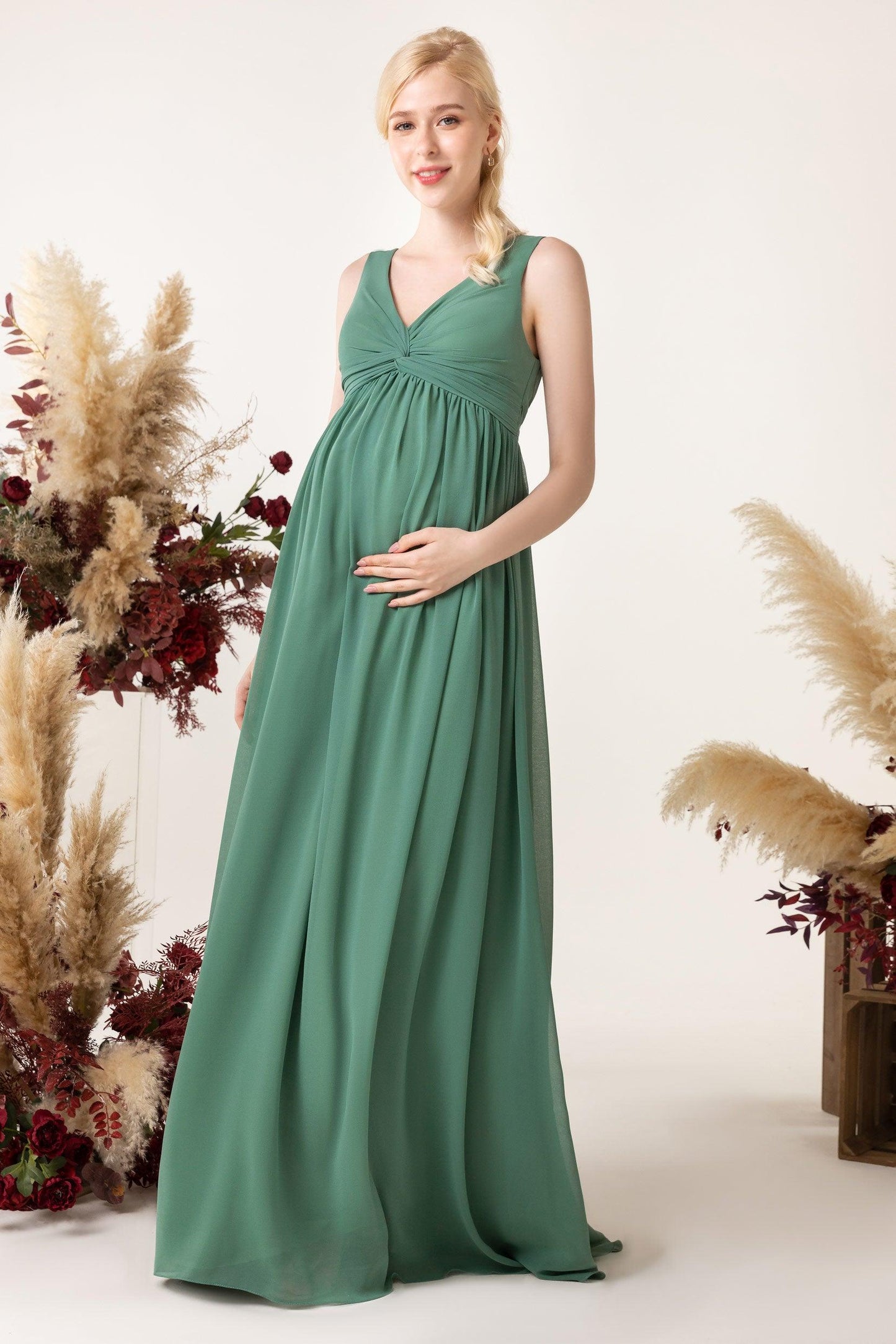 A-Line Sweep-Brush Train Chiffon Bridesmaid Dress CB0452M