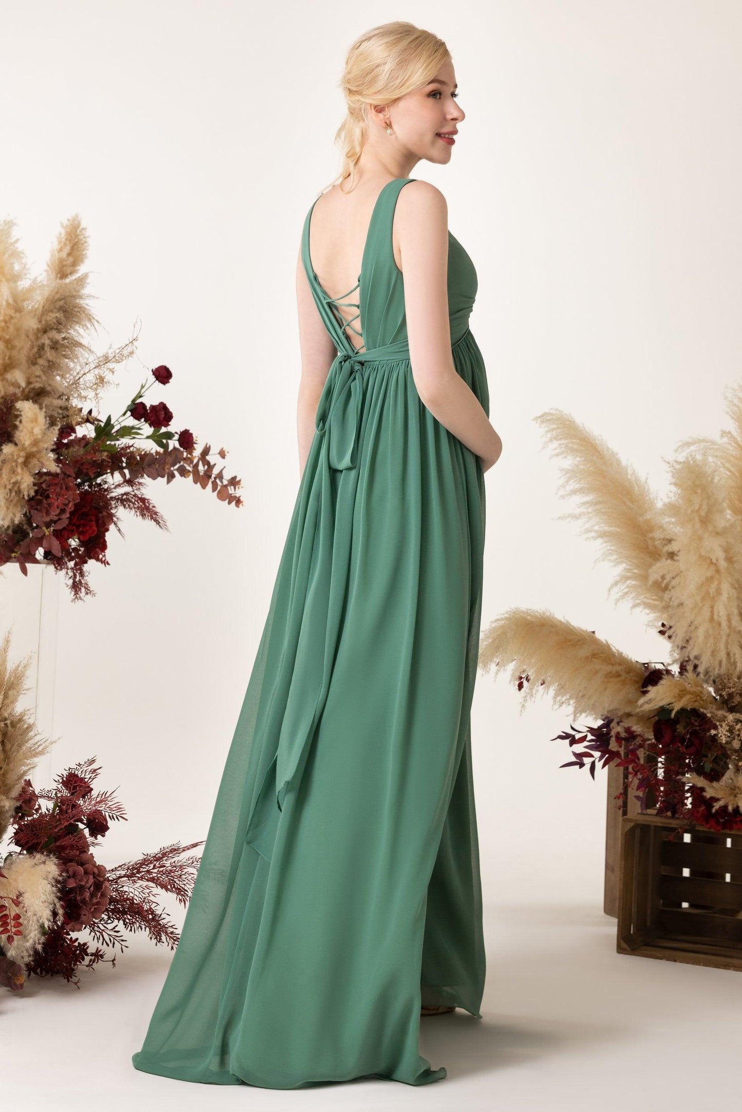 A-Line Sweep-Brush Train Chiffon Bridesmaid Dress CB0452M