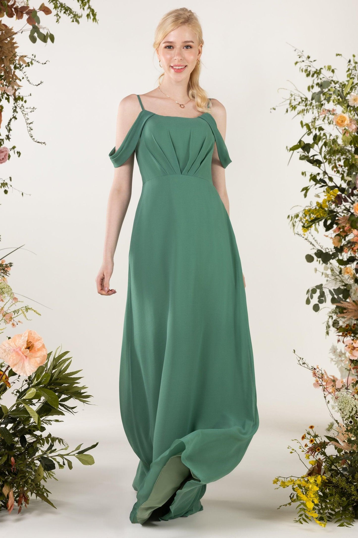 Sheath Sweep-Brush Train Chiffon Bridesmaid Dress CB0453