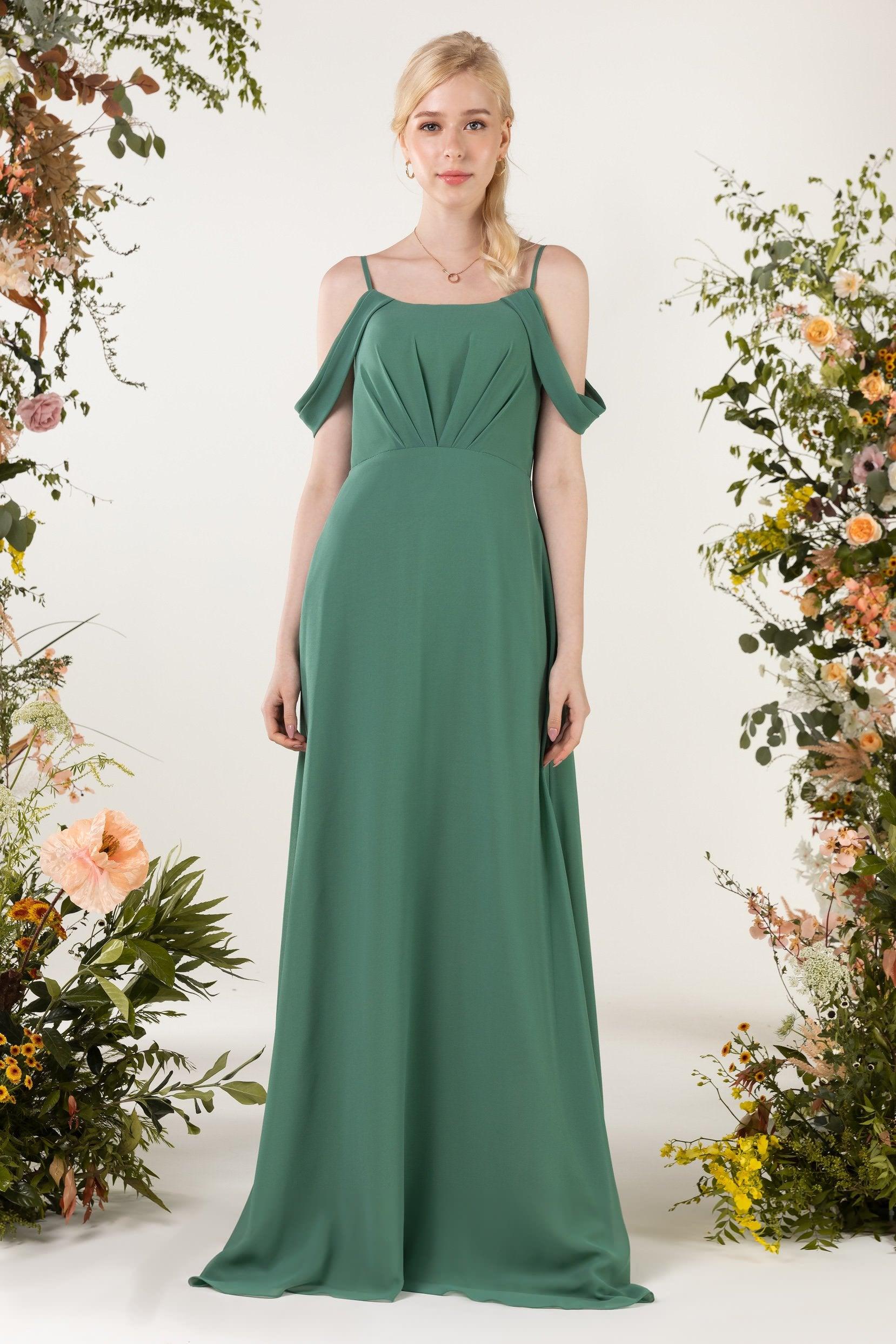 Sheath Sweep-Brush Train Chiffon Bridesmaid Dress CB0453 - COCOMELODY