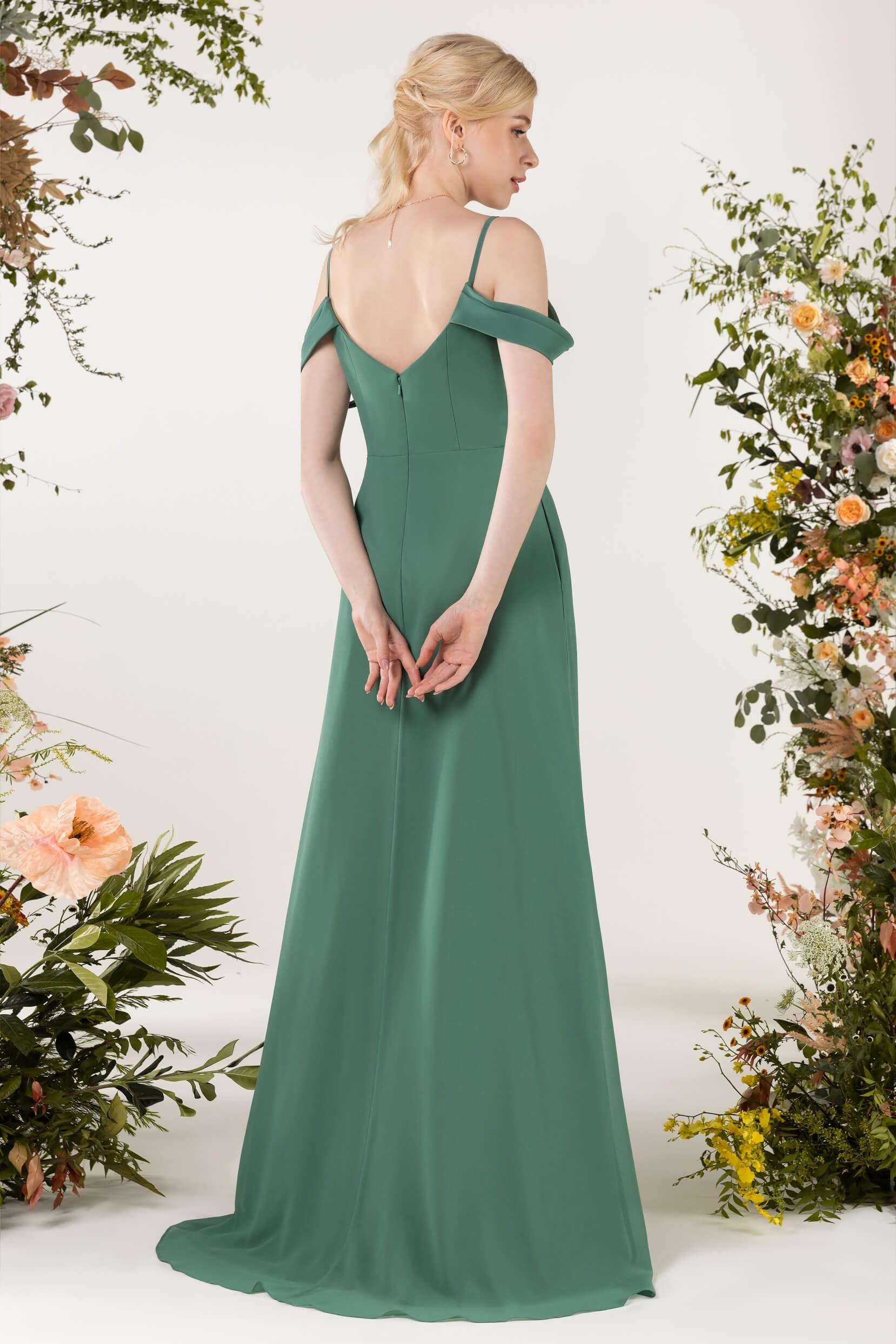 Sheath Sweep-Brush Train Chiffon Bridesmaid Dress CB0453 - COCOMELODY