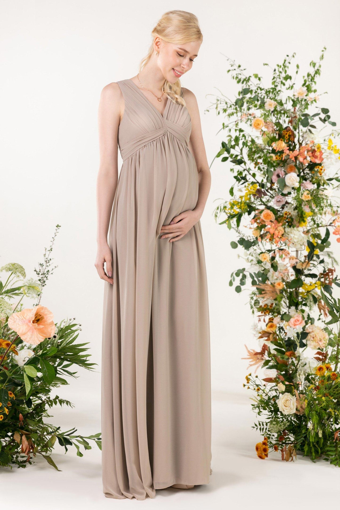 A-Line Sweep-Brush Train Chiffon Bridesmaid Dress CB0455 - COCOMELODY