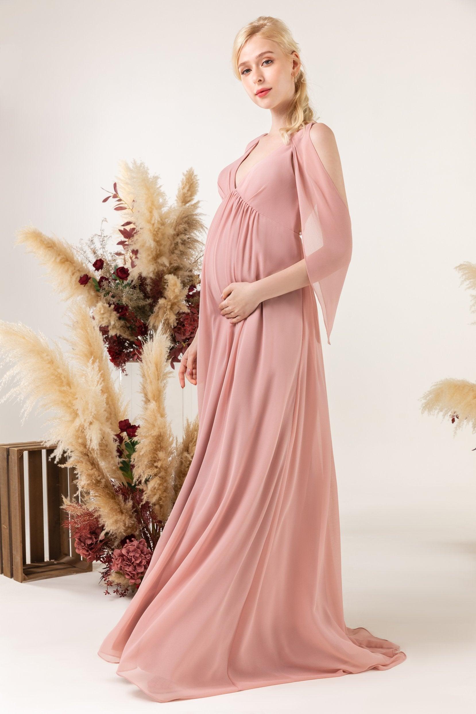 A-Line Sweep-Brush Train Chiffon Bridesmaid Dress CB0458M - COCOMELODY