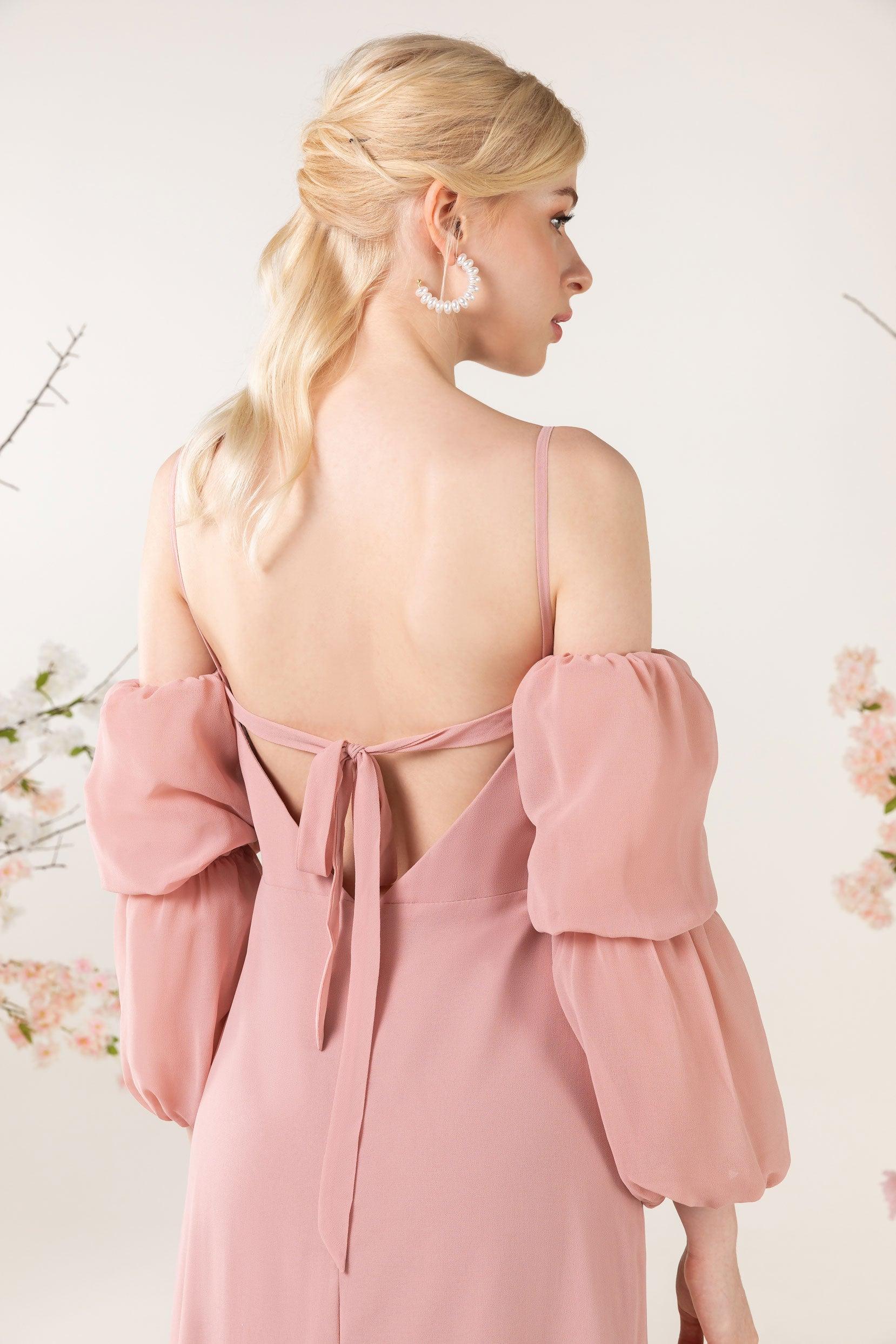 Trumpet Sweep-Brush Train Chiffon Bridesmaid Dress CB0459 - COCOMELODY