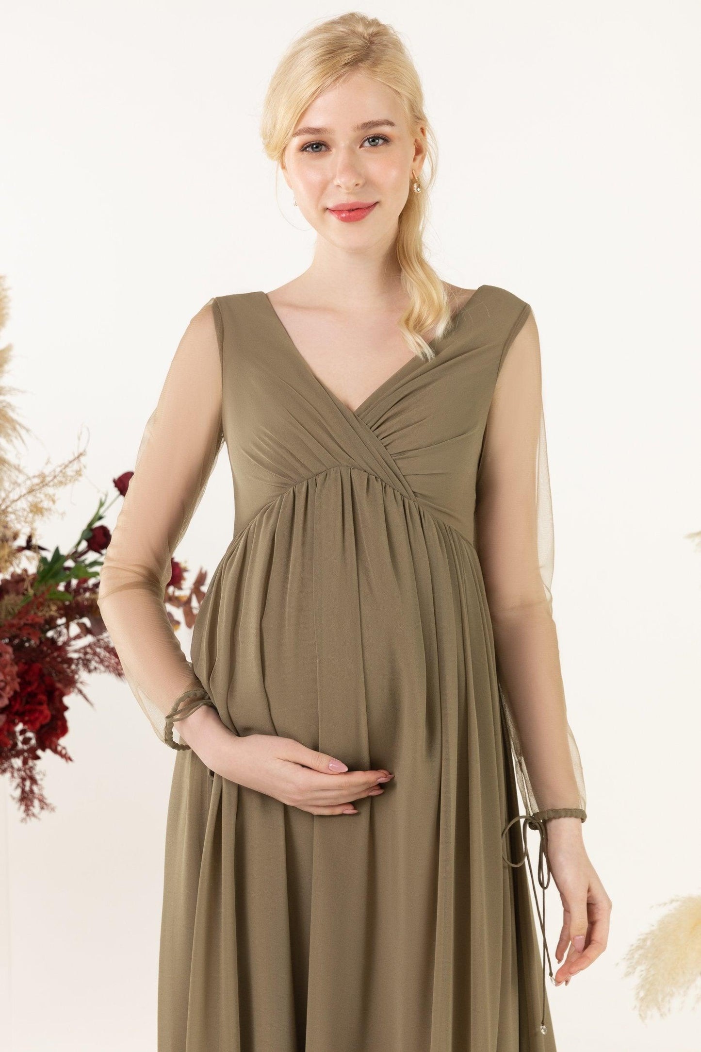 A-Line Sweep-Brush Train Chiffon Bridesmaid Dress CB0461M - COCOMELODY