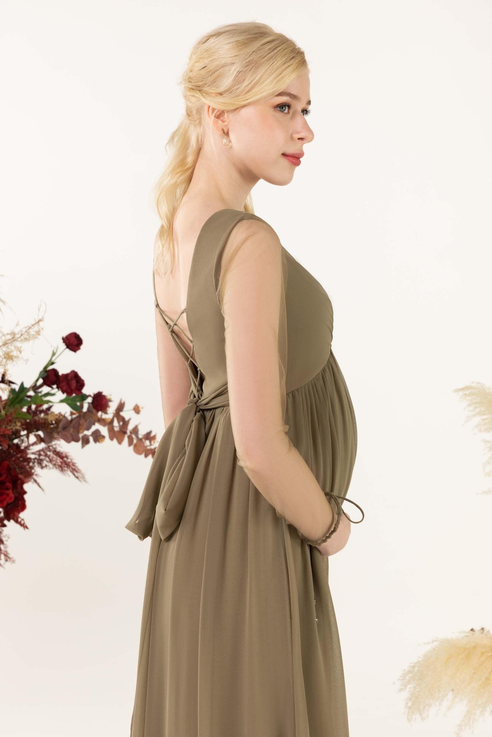 A-Line Sweep-Brush Train Chiffon Bridesmaid Dress CB0461M - COCOMELODY