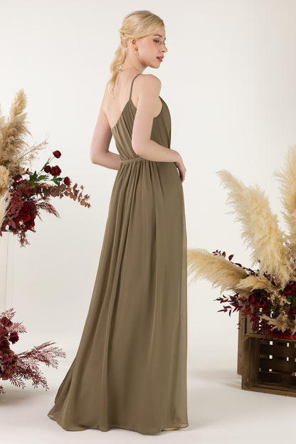A-Line Floor Length Chiffon Bridesmaid Dress CB0462
