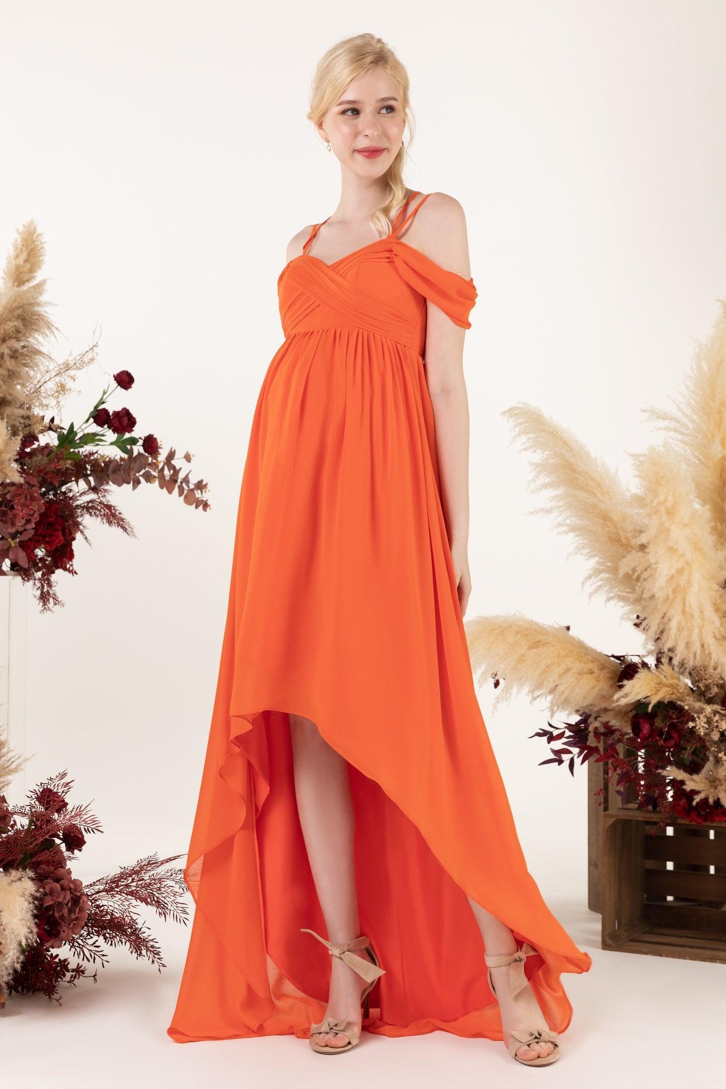 Asymmetrical Sweep Train Chiffon Bridesmaid Dress CB0464M