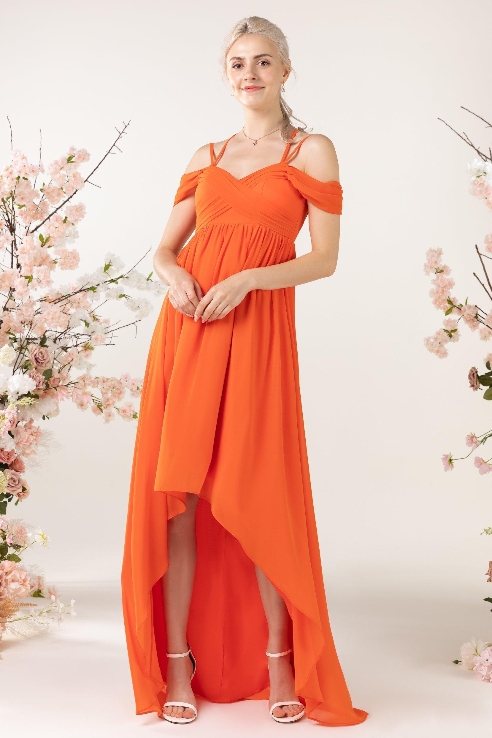 Asymmetrical Sweep Train Chiffon Bridesmaid Dress CB0464 - COCOMELODY