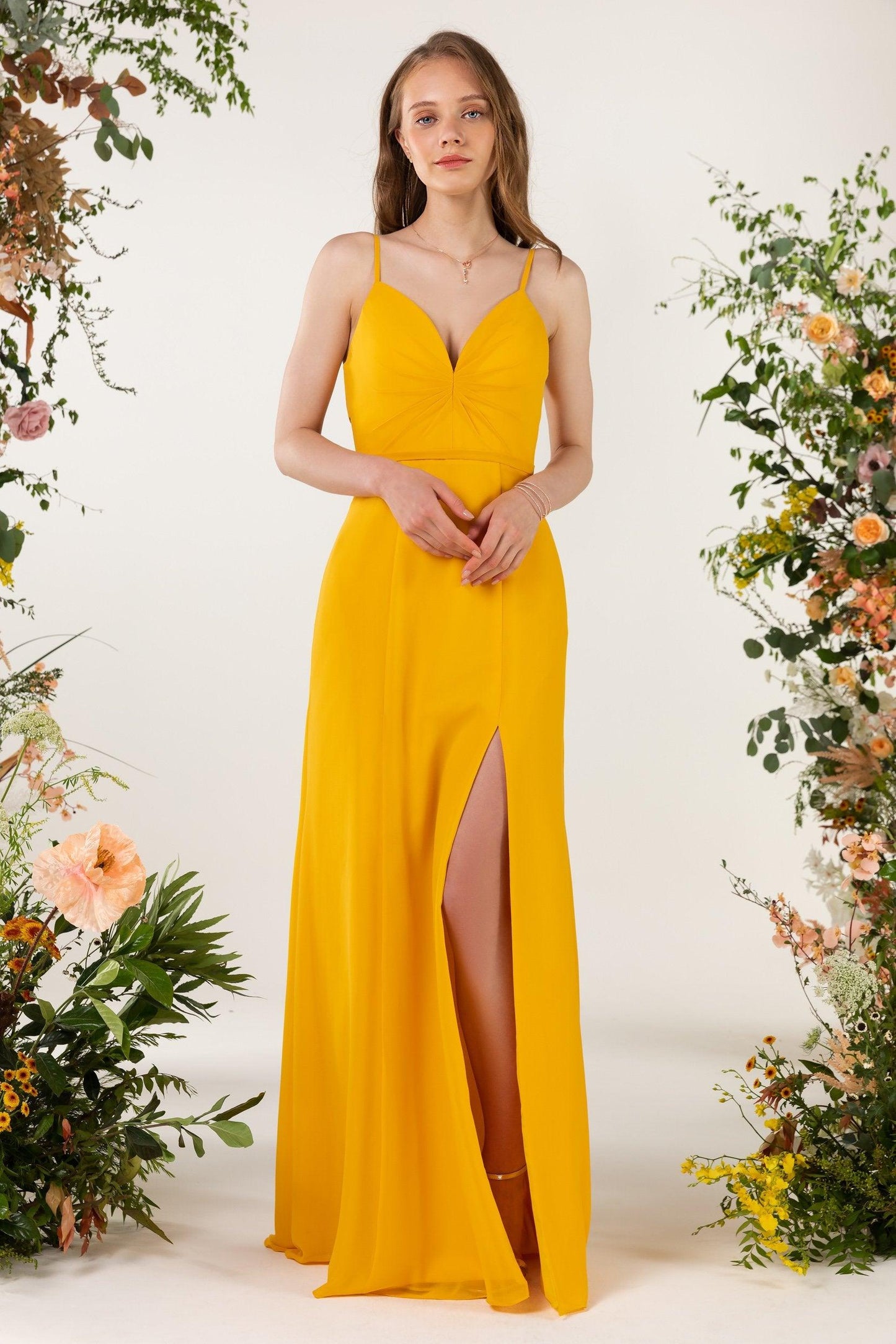 Sheath Sweep-Brush Train Chiffon Bridesmaid Dress CB0466 - COCOMELODY