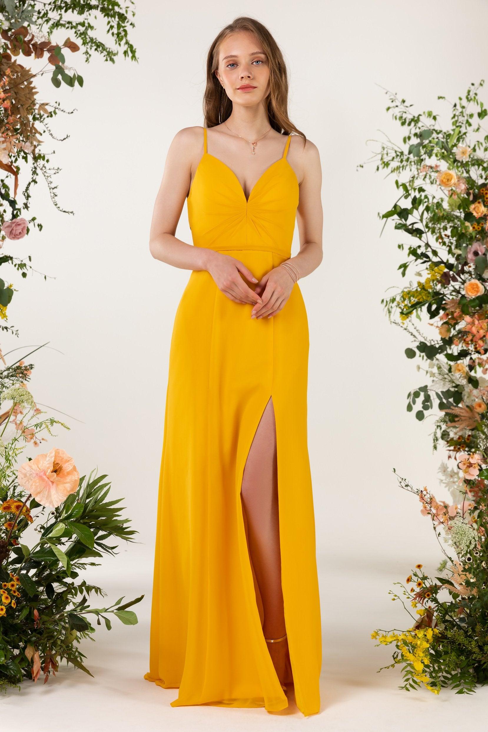 Sheath Sweep-Brush Train Chiffon Bridesmaid Dress CB0466 - COCOMELODY