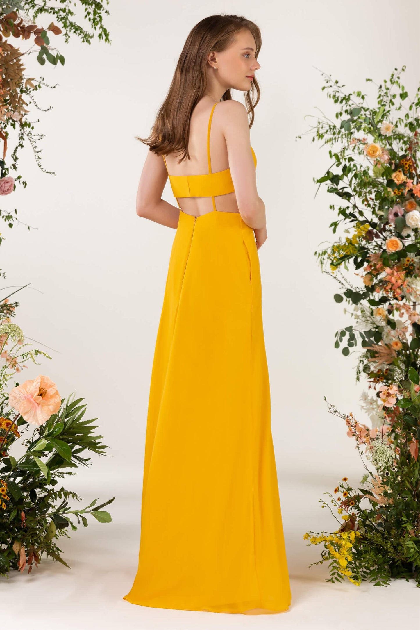 Sheath Sweep-Brush Train Chiffon Bridesmaid Dress CB0466