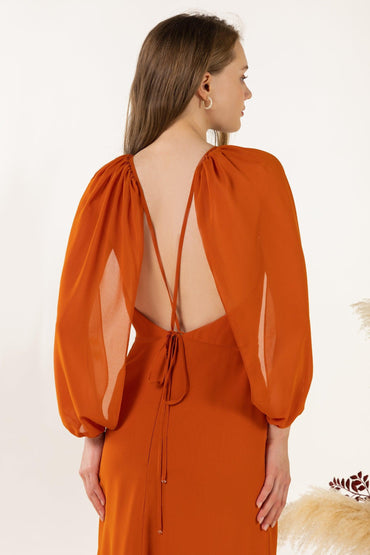 Sheath Sweep-Brush Train Chiffon Bridesmaid Dress CB0469 - COCOMELODY