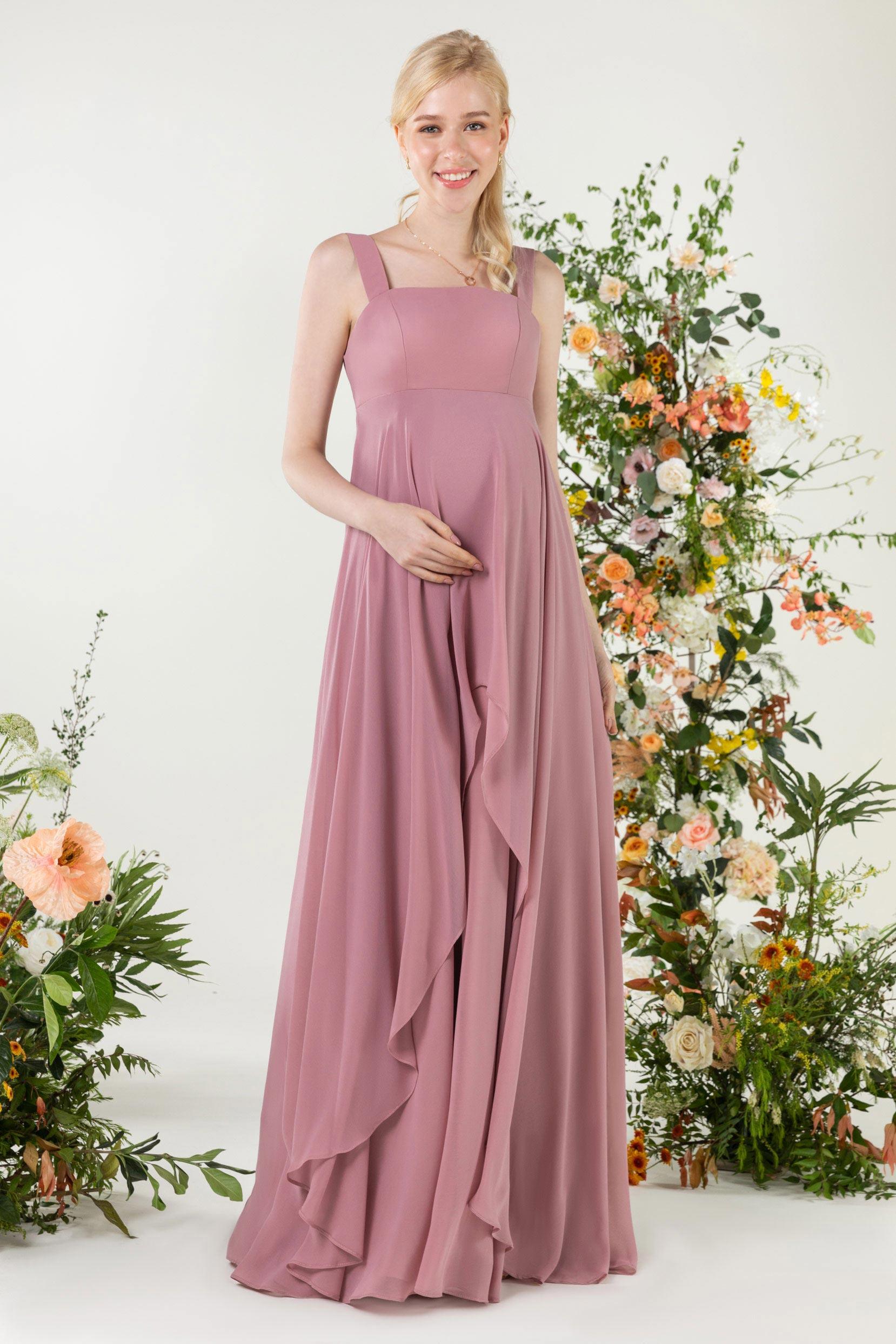 A-Line Sweep-Brush Train Chiffon Bridesmaid Dress CB0473M - COCOMELODY
