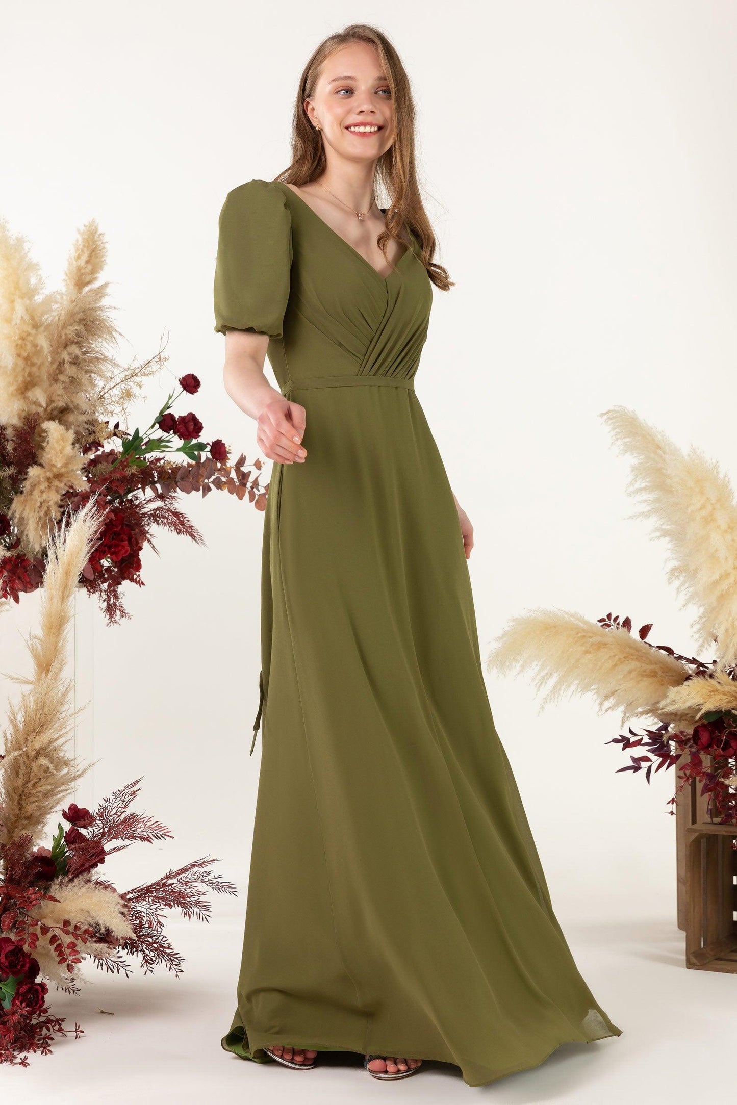 Sheath-Column Floor Length Chiffon Bridesmaid Dress CB0475