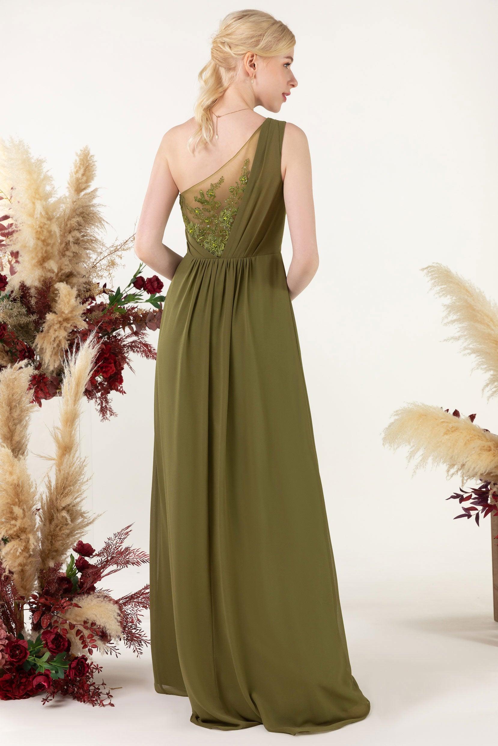 A-Line Floor Length Chiffon Bridesmaid Dress CB0477 - COCOMELODY
