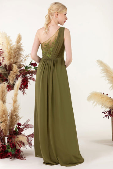 A-Line Floor Length Chiffon Bridesmaid Dress CB0477