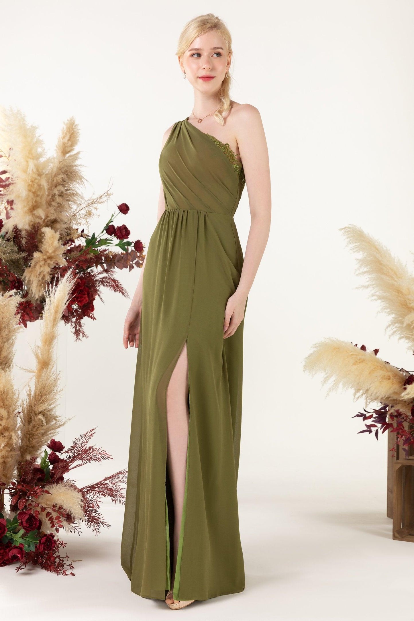 A-Line Floor Length Chiffon Bridesmaid Dress CB0477