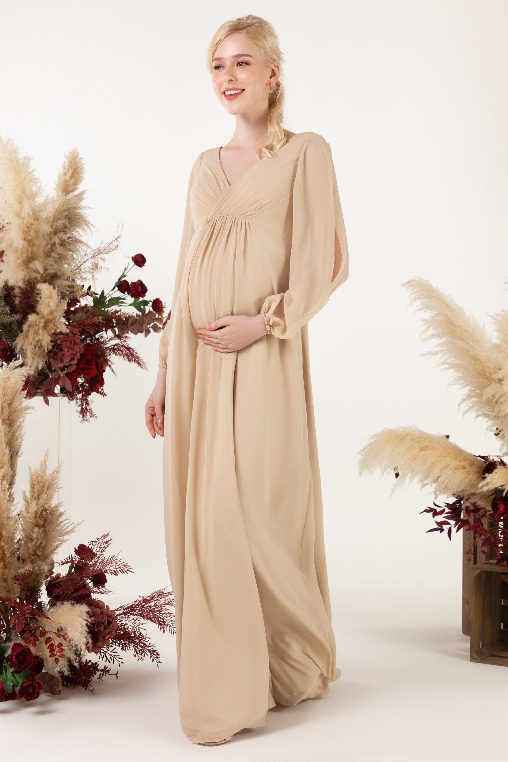 A-Line Sweep-Brush Train Chiffon Bridesmaid Dress CB0479M - COCOMELODY