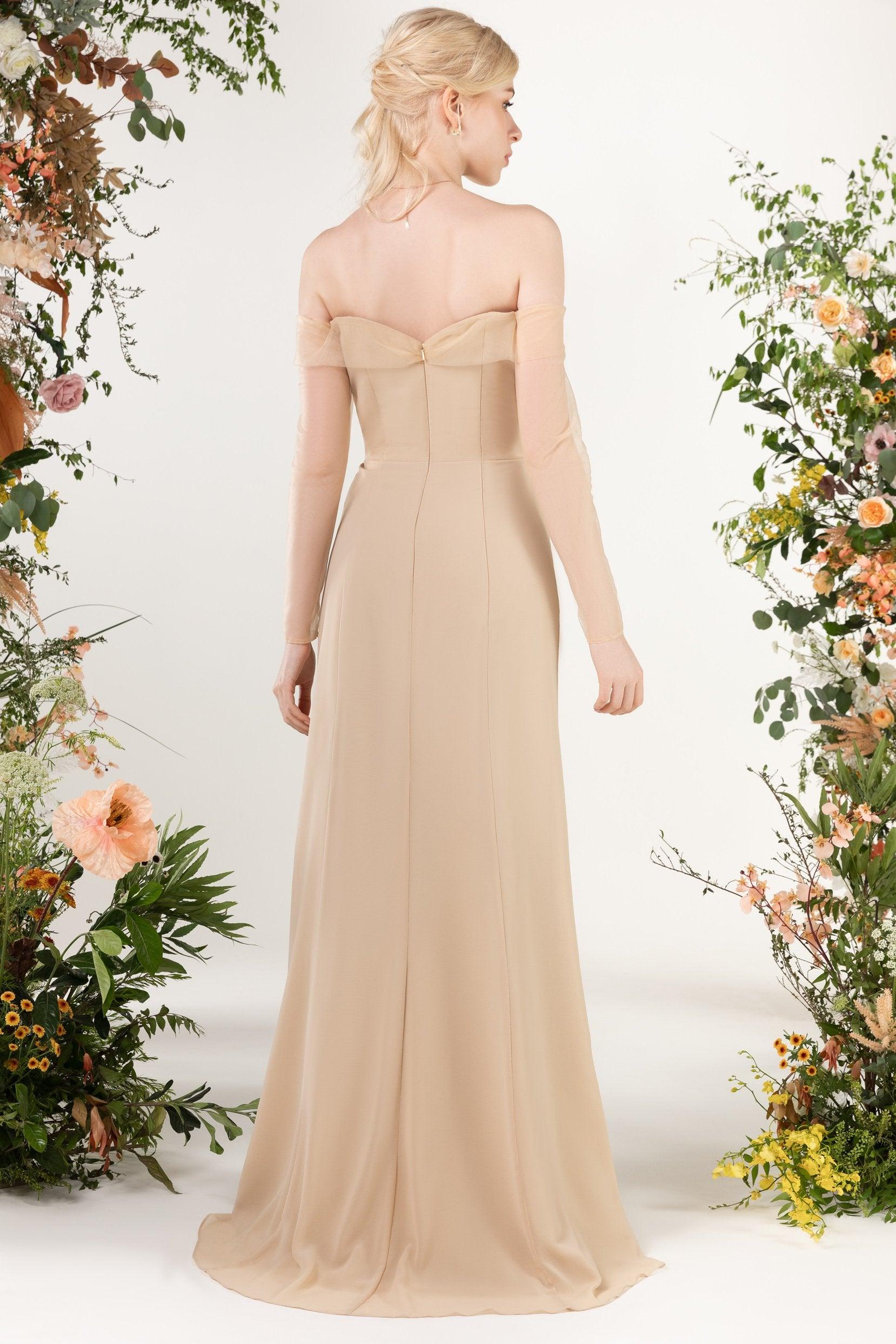 Trumpet Sweep-Brush Train Chiffon Bridesmaid Dress CB0480 - COCOMELODY