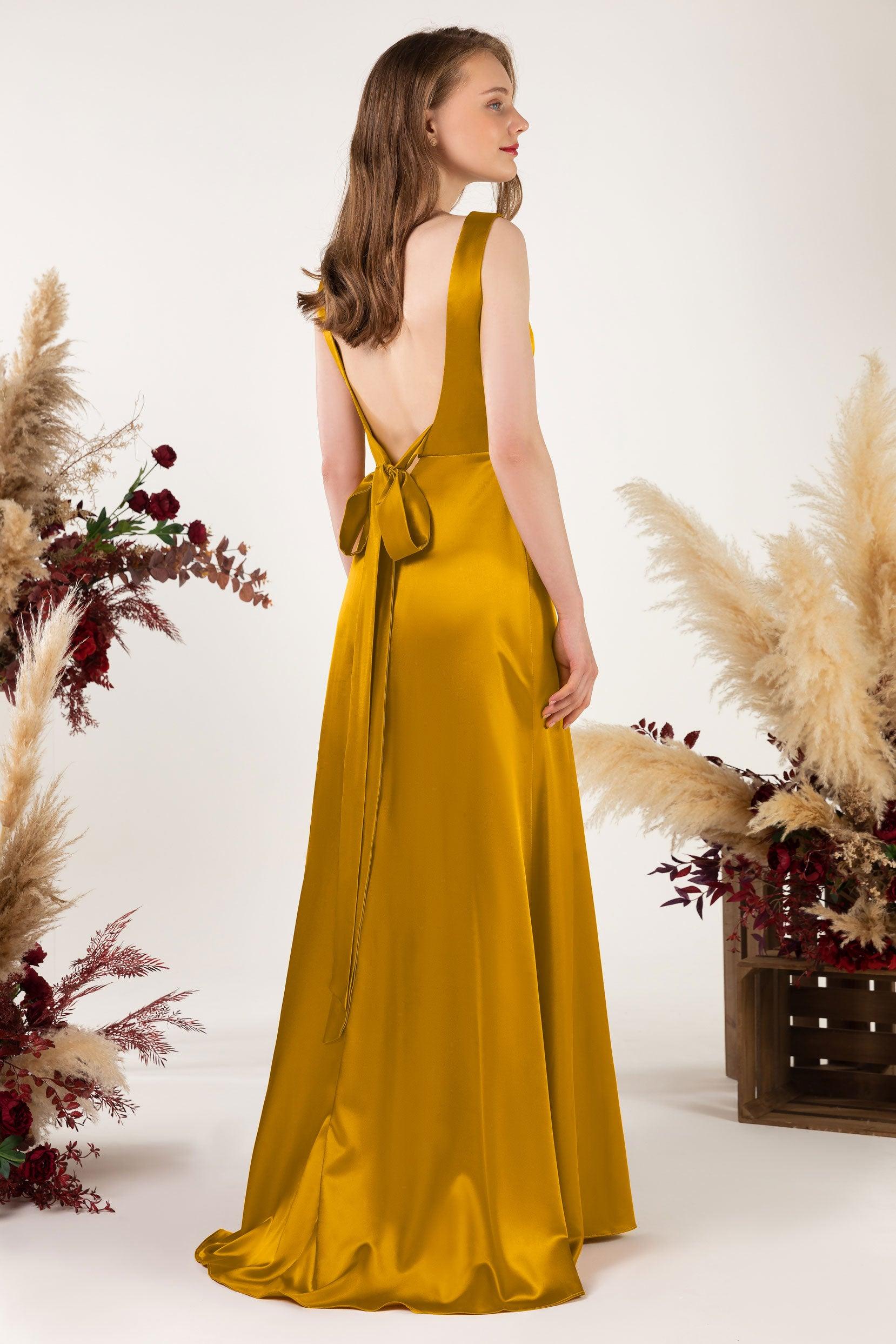 Sheath Sweep Luxe Satin Bridesmaid Dress Formal Dresses CB0496 - COCOMELODY