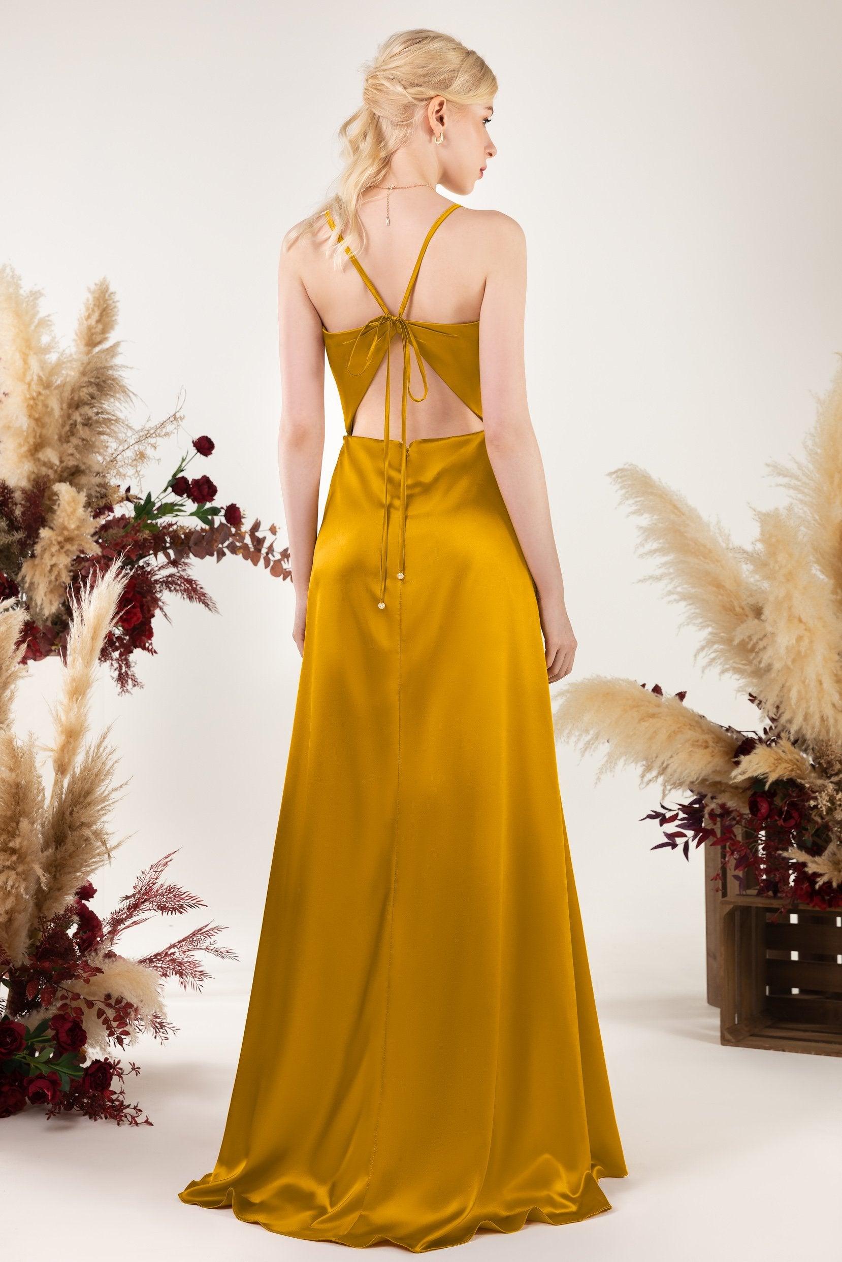 Sheath Sweep Luxe Satin Bridesmaid Dress Formal Dresses CB0498 - COCOMELODY