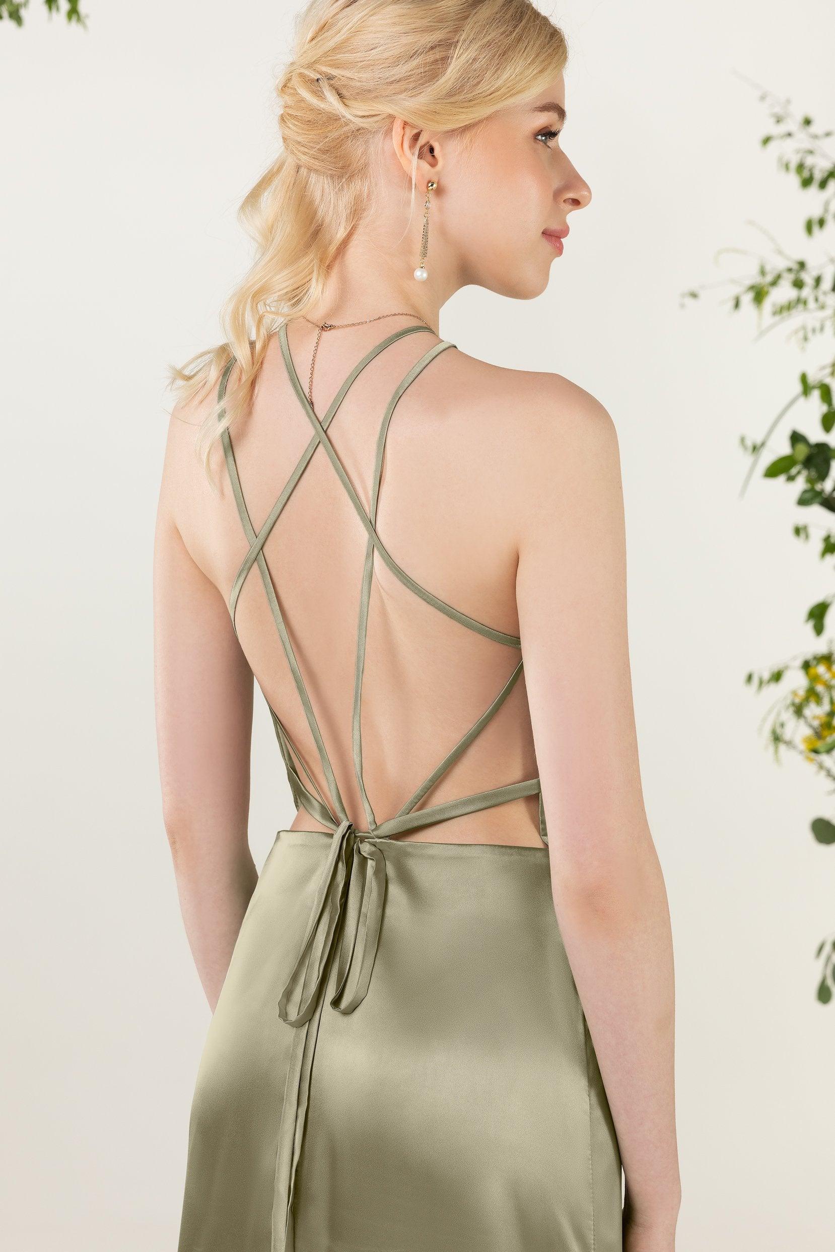 Sheath Sweep Luxe Satin Bridesmaid Dress Formal Dresses CB0501 - COCOMELODY