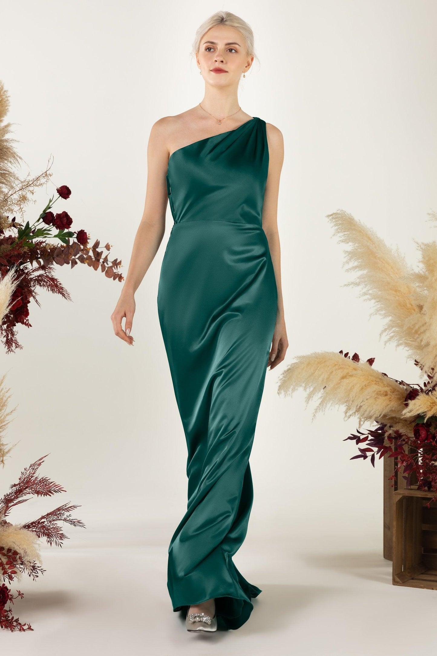 Sheath Sweep Acetate Satin Bridesmaid Dress Formal Dresses CB0503