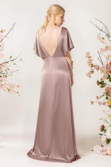 Sheath Sweep Luxe Satin Bridesmaid Dress Formal Dresses CB0505PS - COCOMELODY