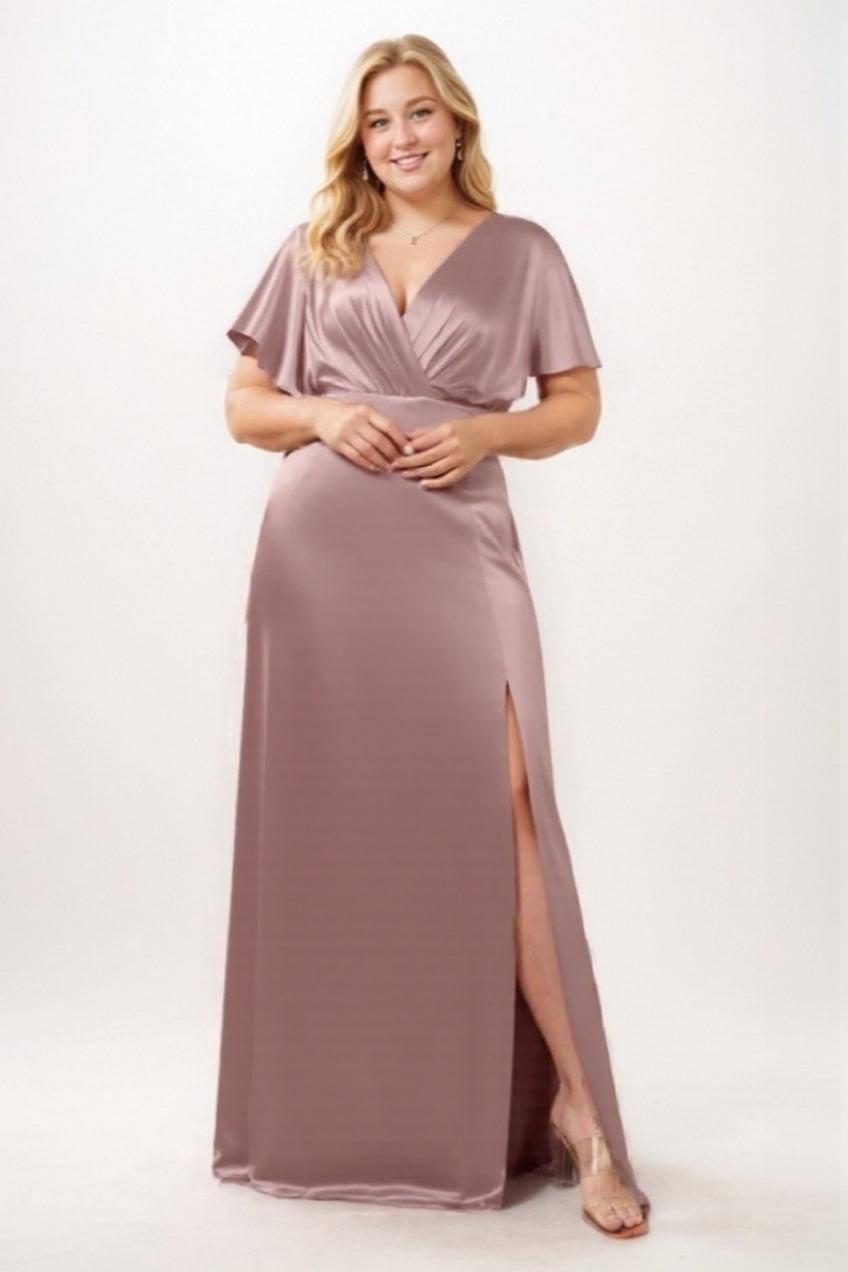 Sheath Sweep Luxe Satin Bridesmaid Dress Formal Dresses CB0505PS - COCOMELODY