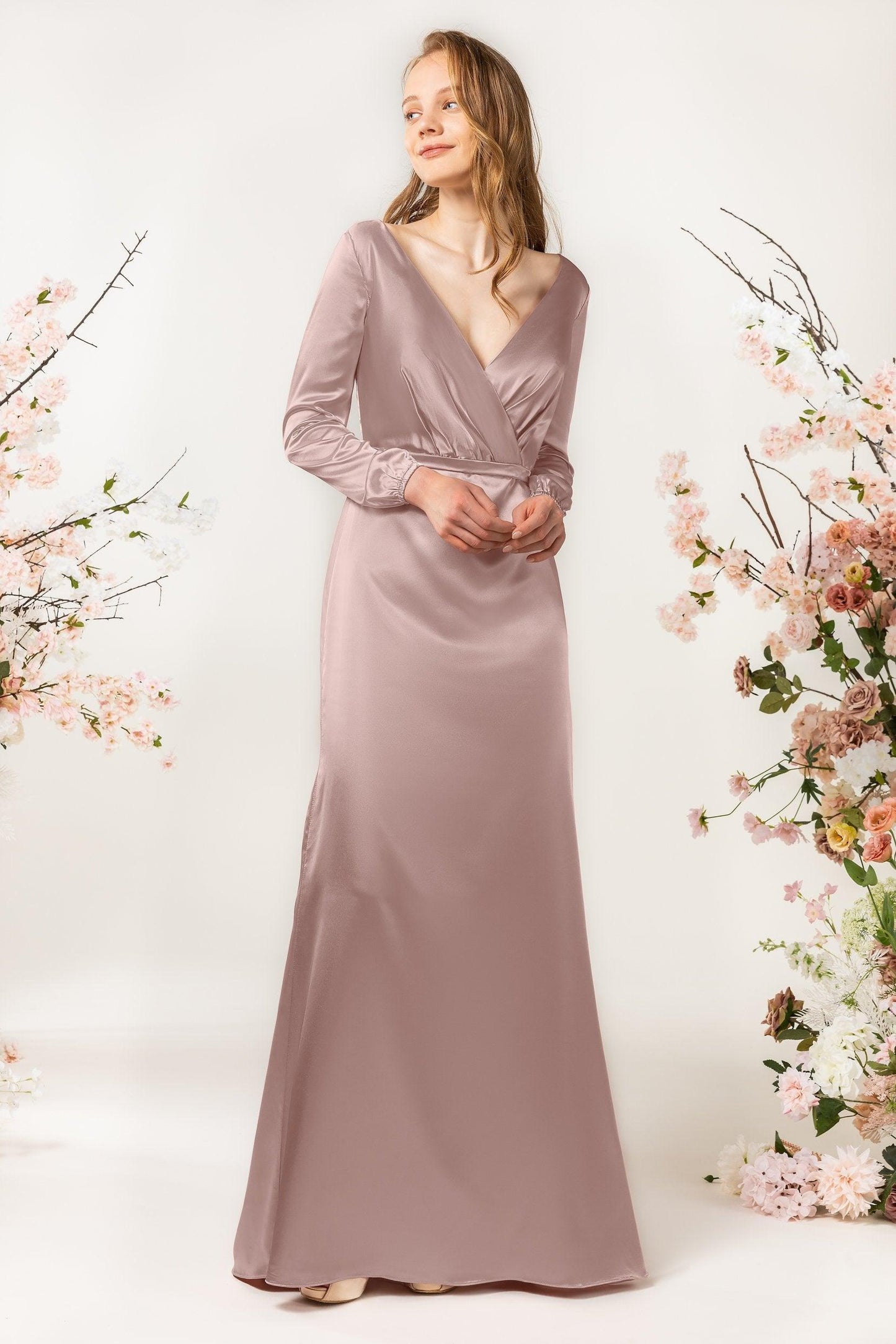 Sheath Sweep Luxe Satin Bridesmaid Dress Formal Dresses CB0506 - COCOMELODY