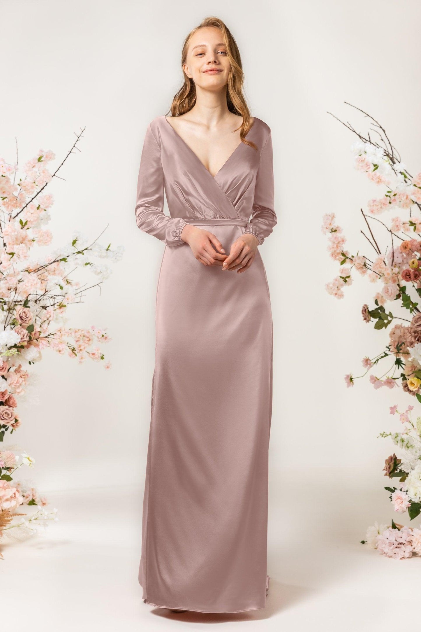 Sheath Sweep Acetate Satin Bridesmaid Dress Formal Dresses CB0506