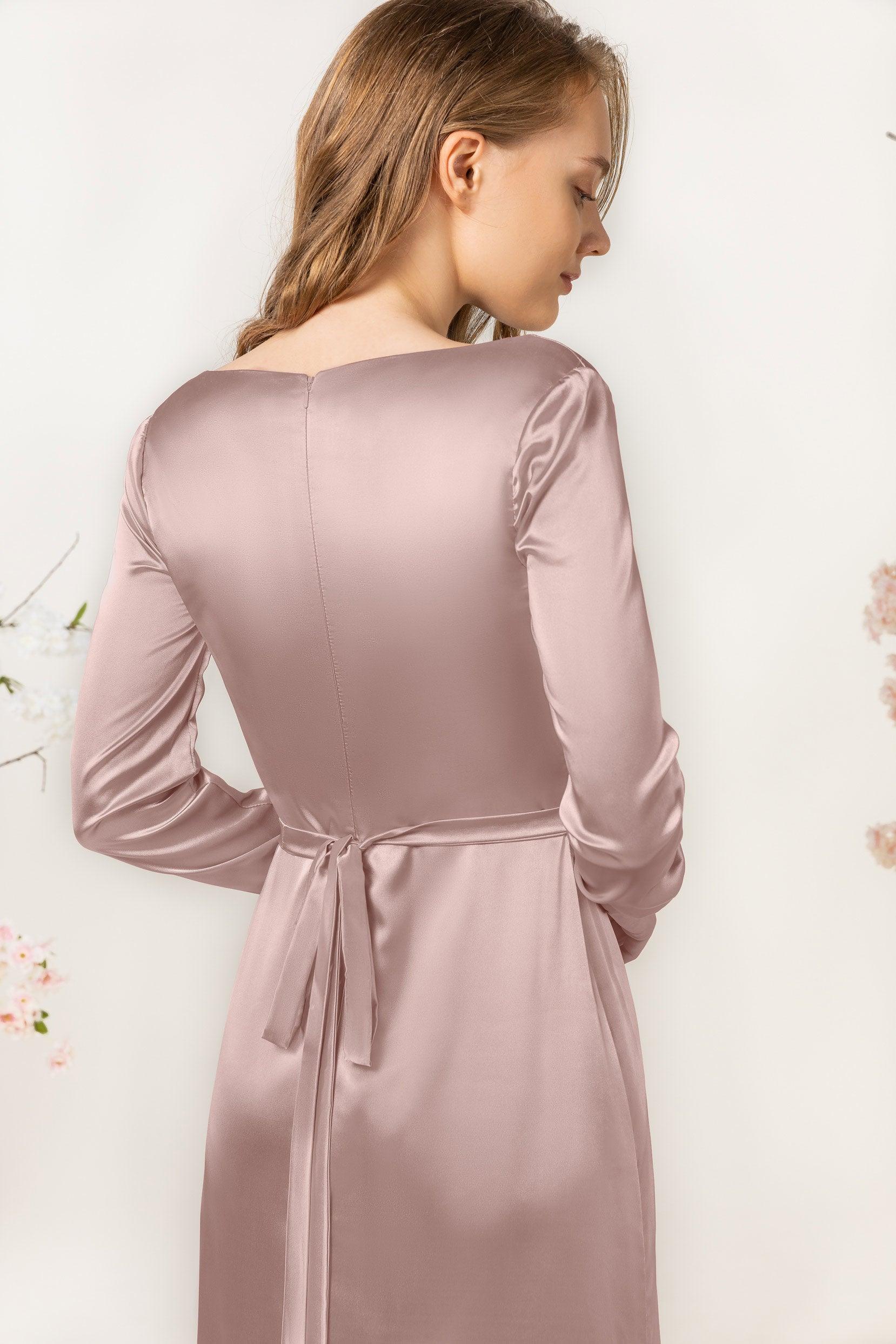 Sheath Sweep Luxe Satin Bridesmaid Dress Formal Dresses CB0506 - COCOMELODY