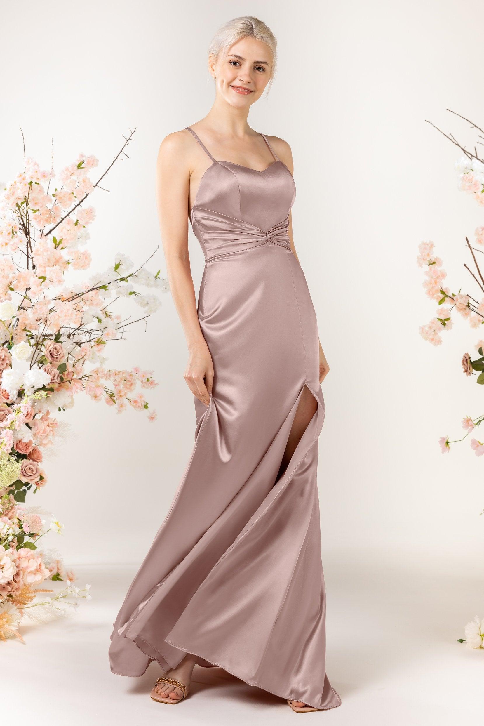 Sheath Luxe Satin Bridesmaid Dress Formal Dresses CB0507 - COCOMELODY