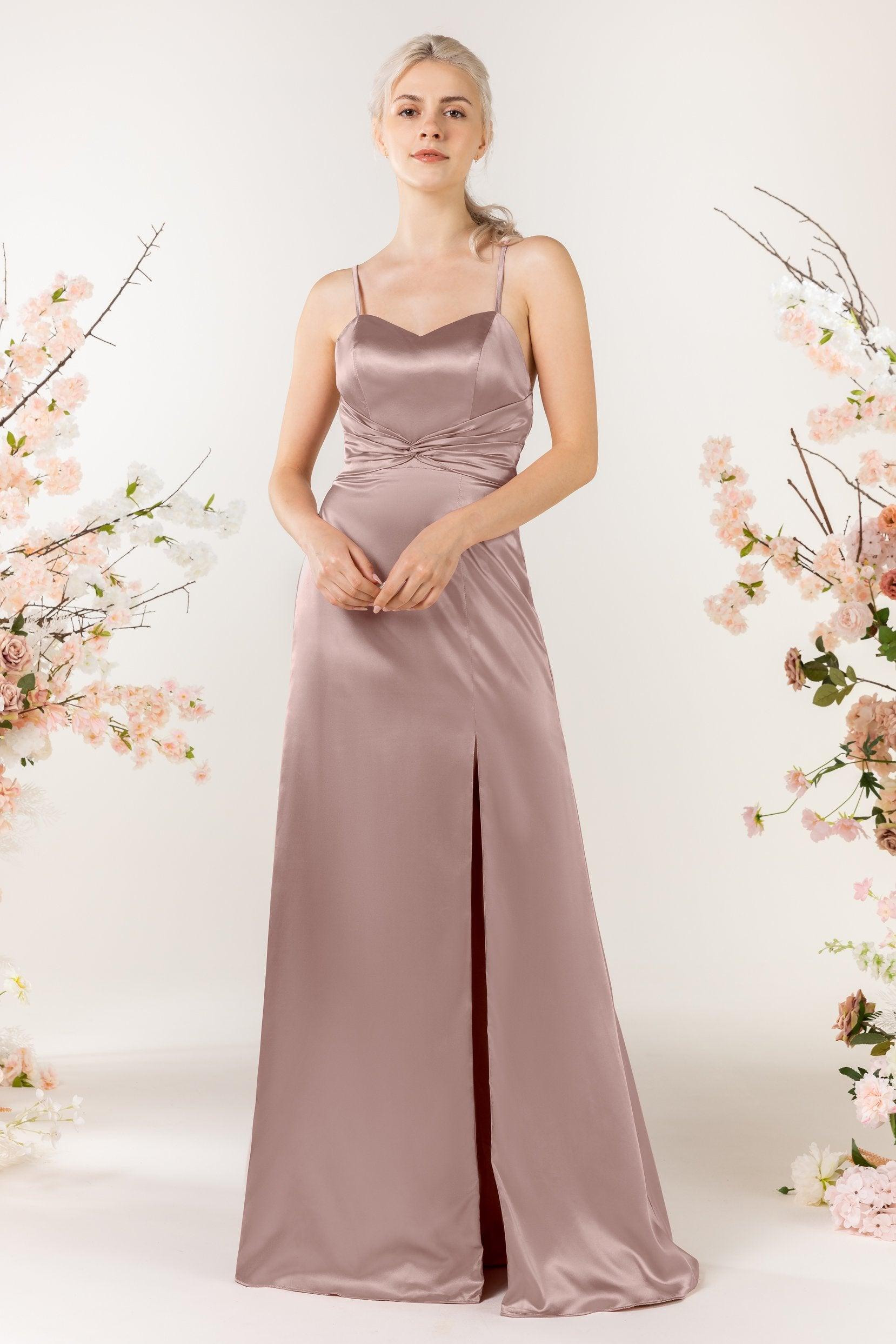 Sheath Luxe Satin Bridesmaid Dress Formal Dresses CB0507 - COCOMELODY